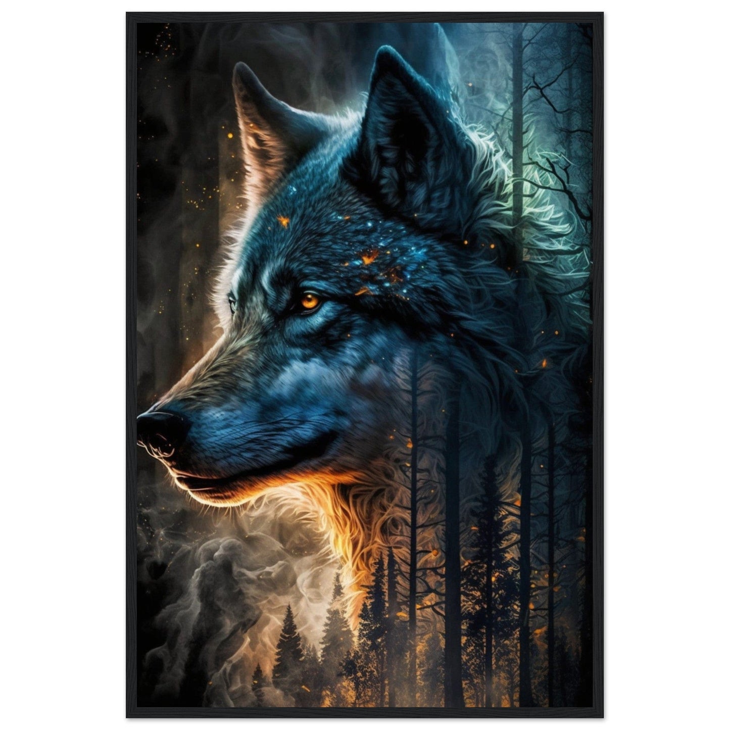 Tableau Loup Bleu - Canvanation