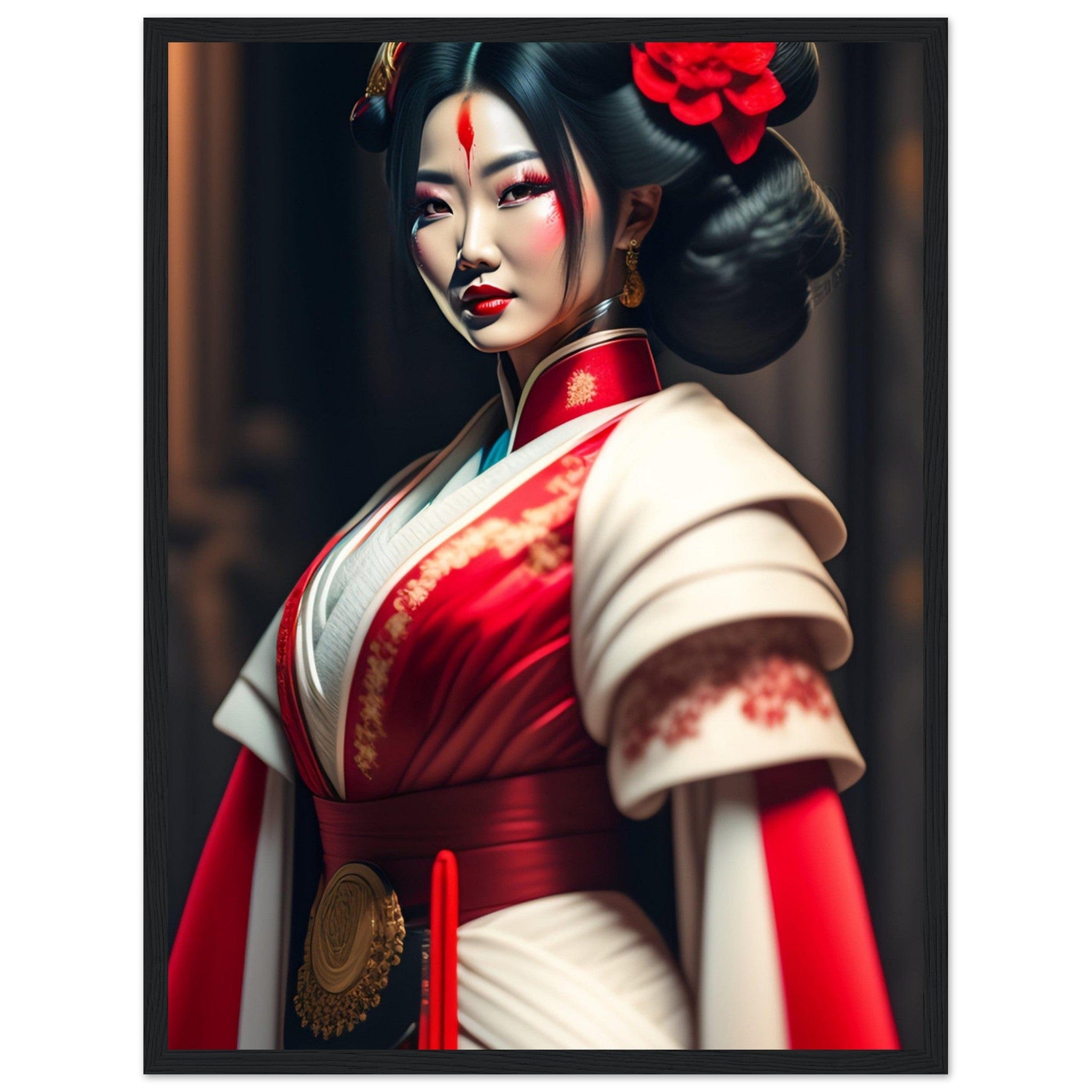 Canvanation Print Material Tableau Japon Geisha En Rouge Et Blanc