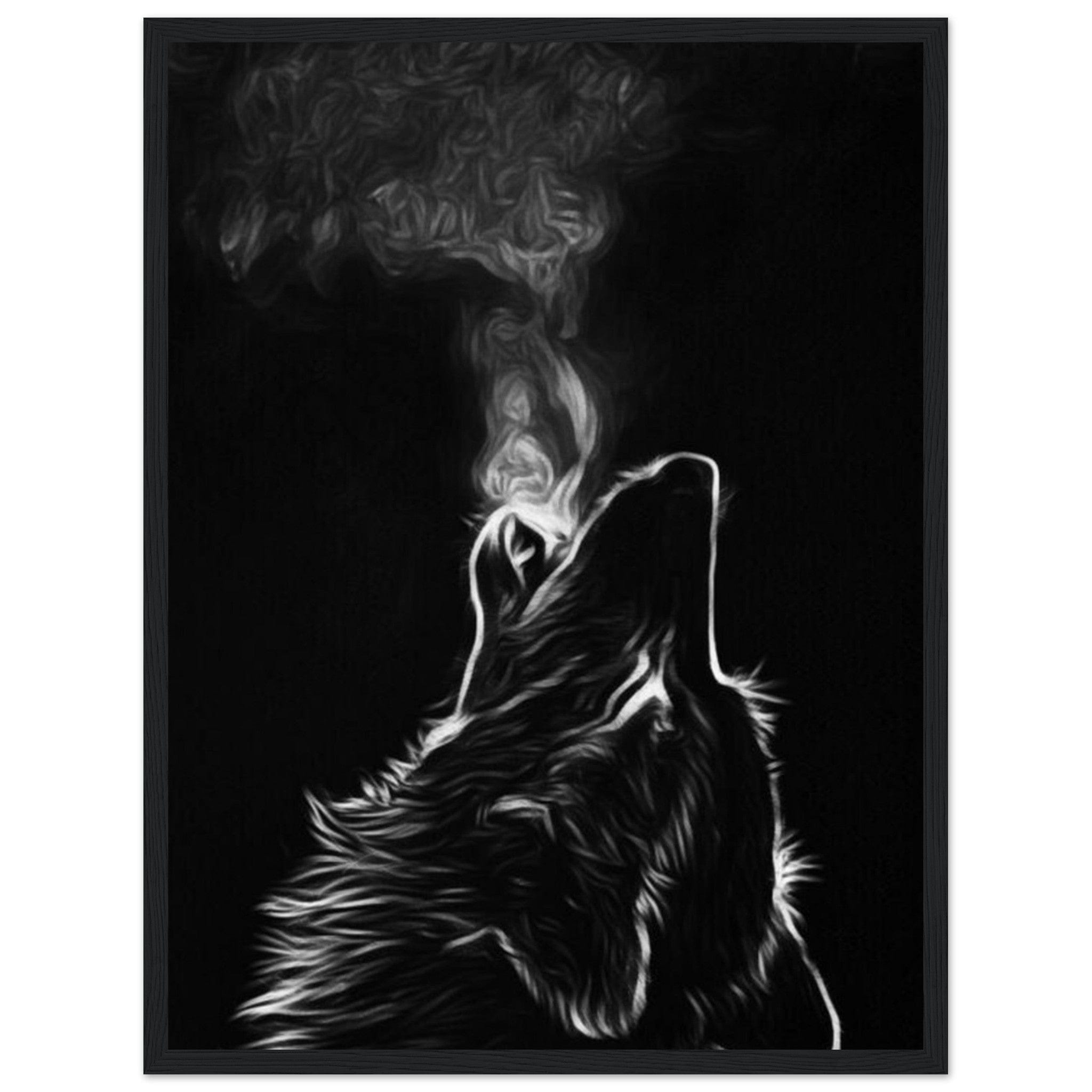 Tableau Loup Fumé Noir Et Blanc - Canvanation