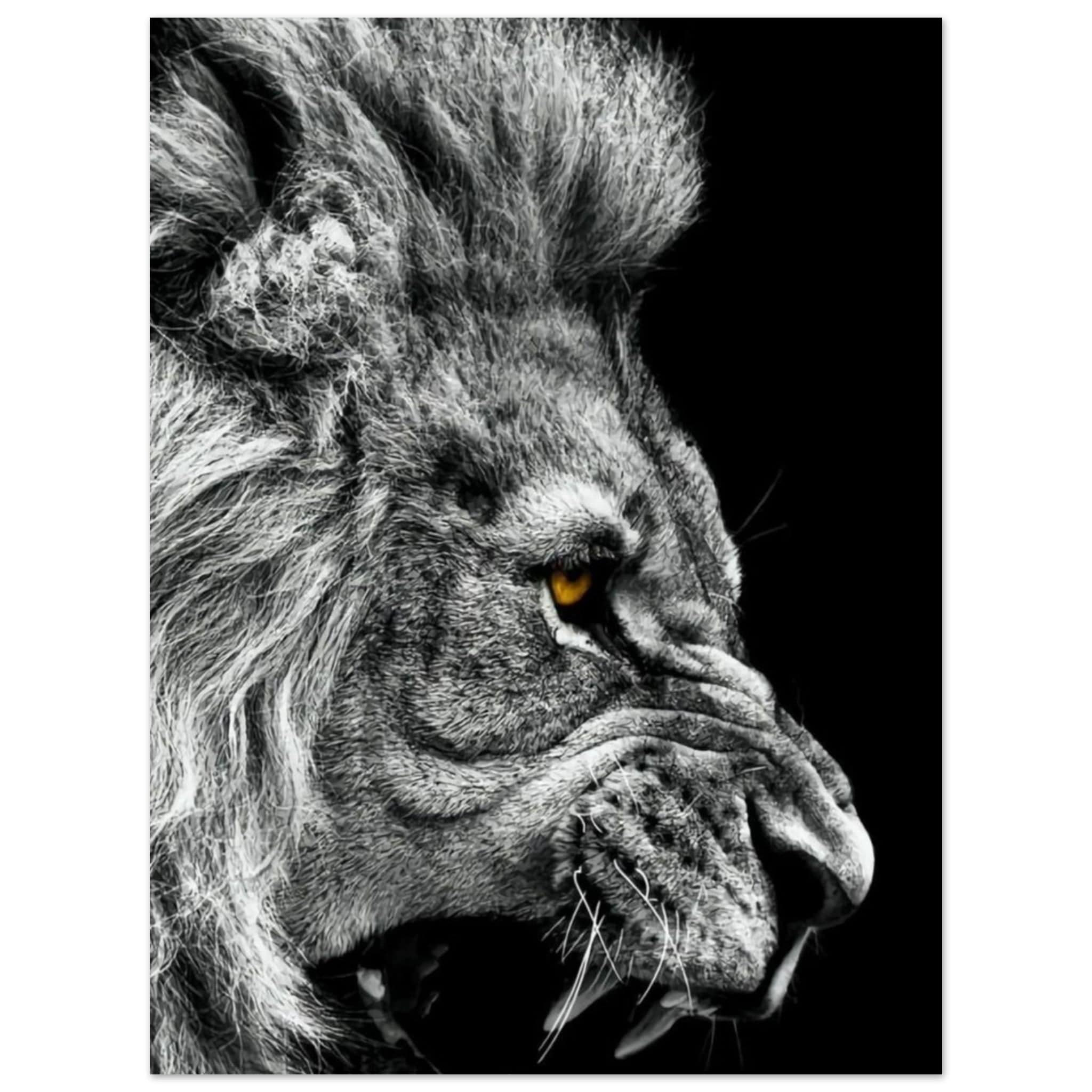 Canvanation Print Material 45x60 cm / 18x24″ Poster Lion Noir Et Blanc Rugissement