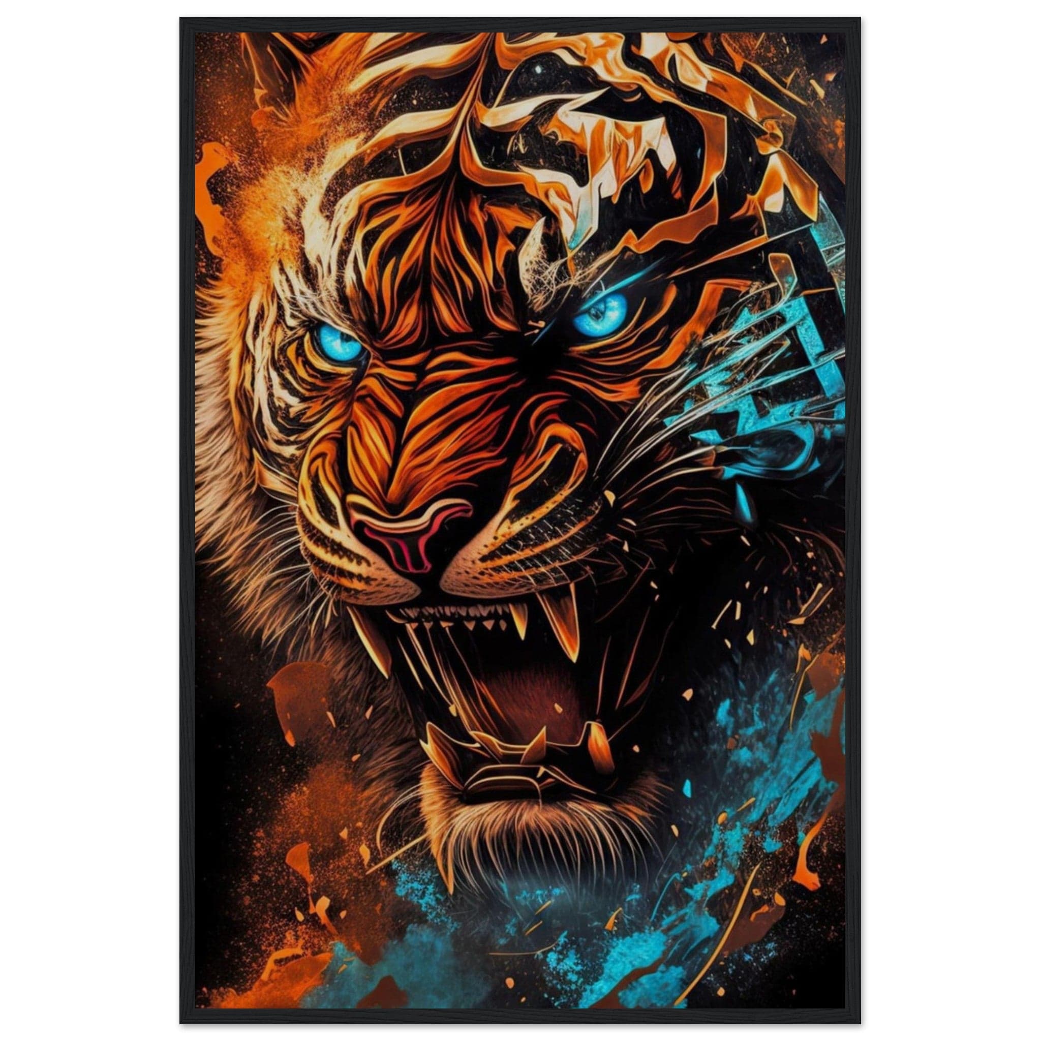 Canvanation Print Material 60x90 cm / 24x36″ Cadre Tigre Couleur Yeux Bleu