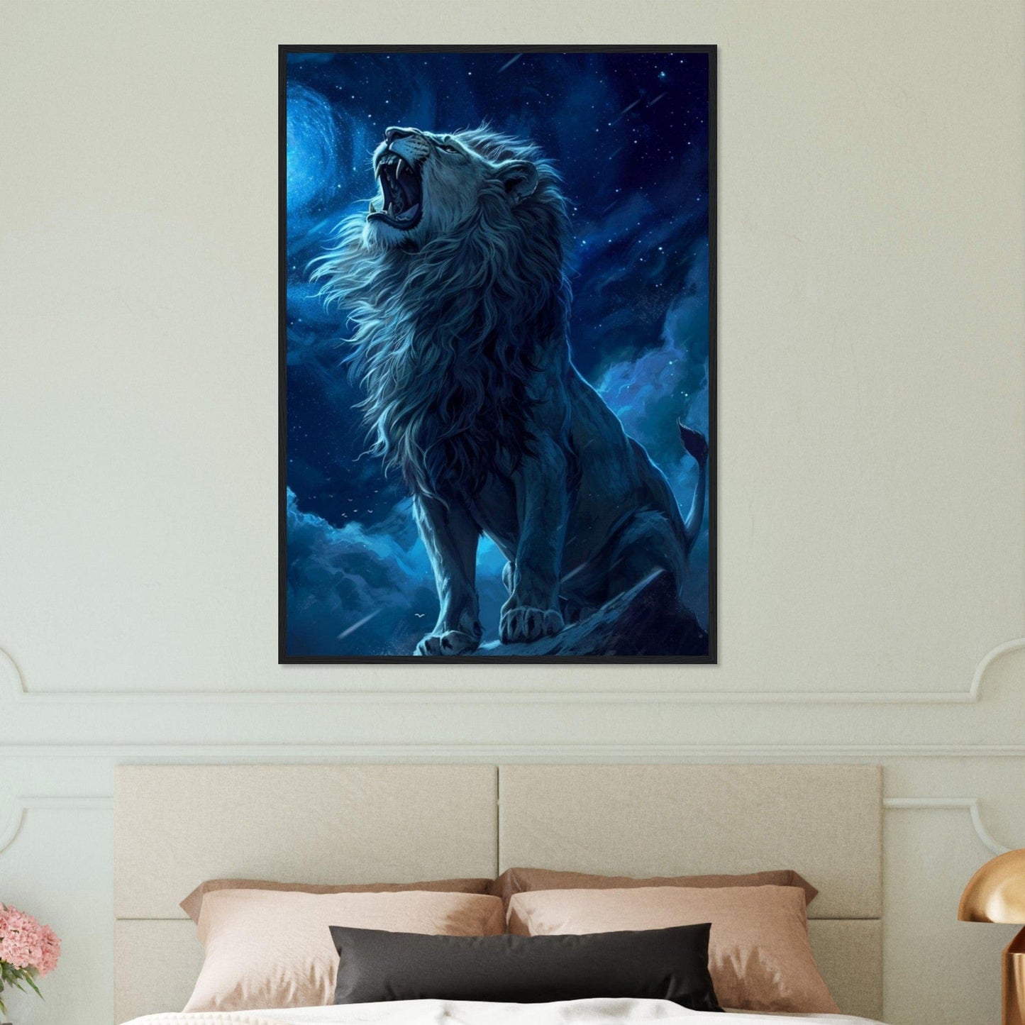 Tableau Lion Xxl Bleu