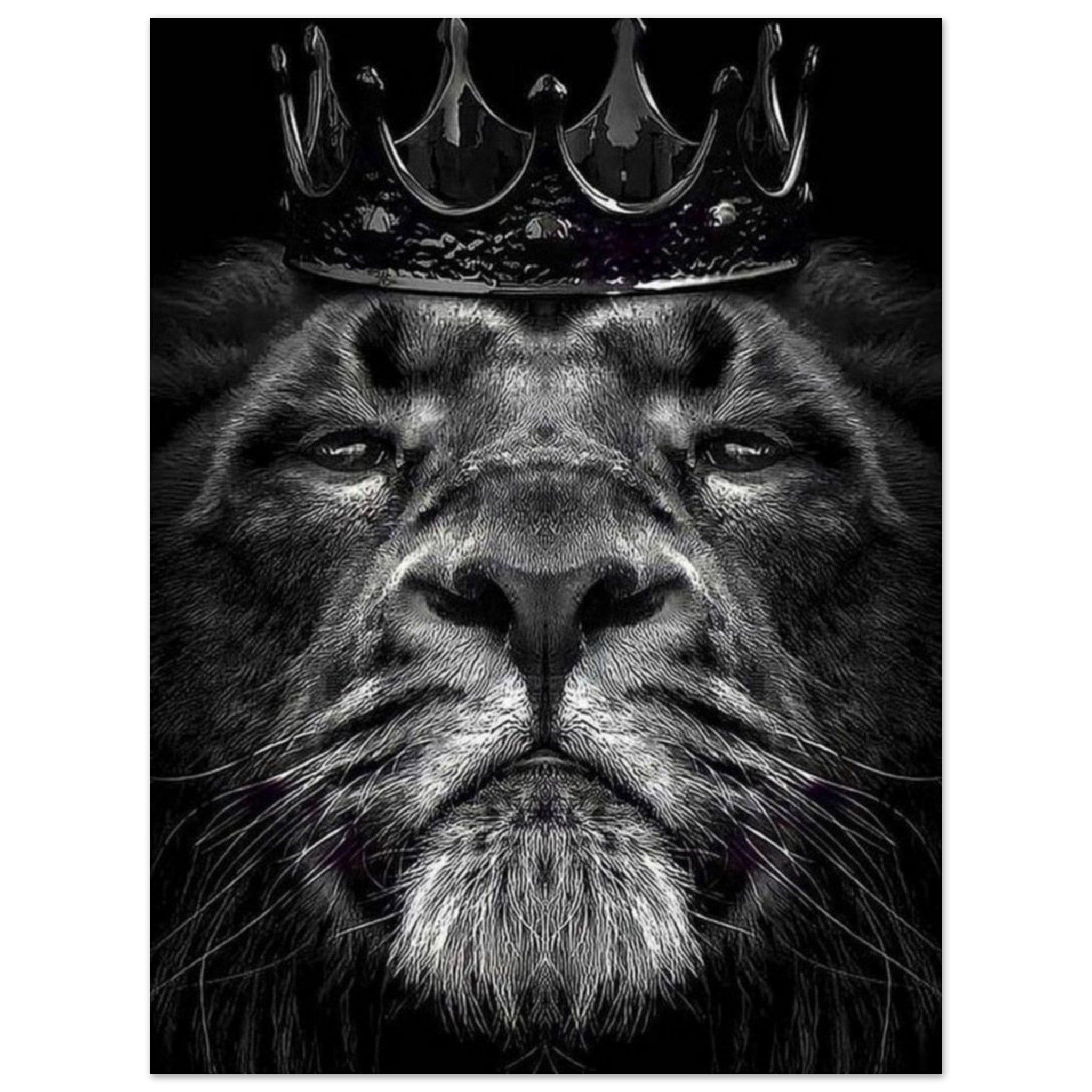 Canvanation Print Material 45x60 cm / 18x24″ Poster Lion Courrone Noir Et Blanc