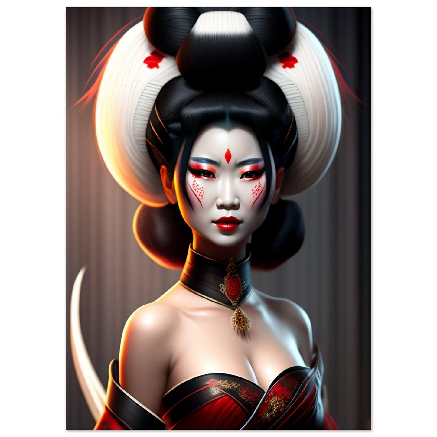 Poster Geisha Japon Long Cheveux Canvanation