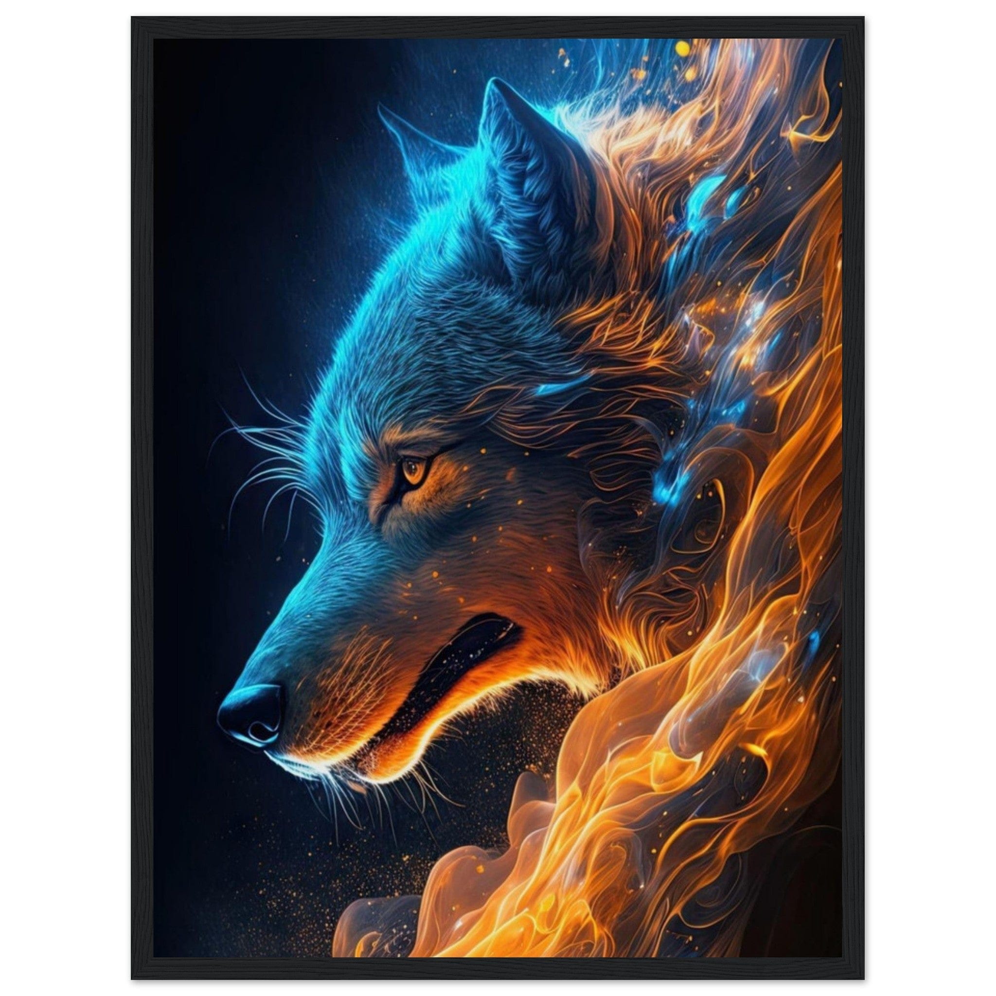 Tableau Loup Feu Eau - Canvanation