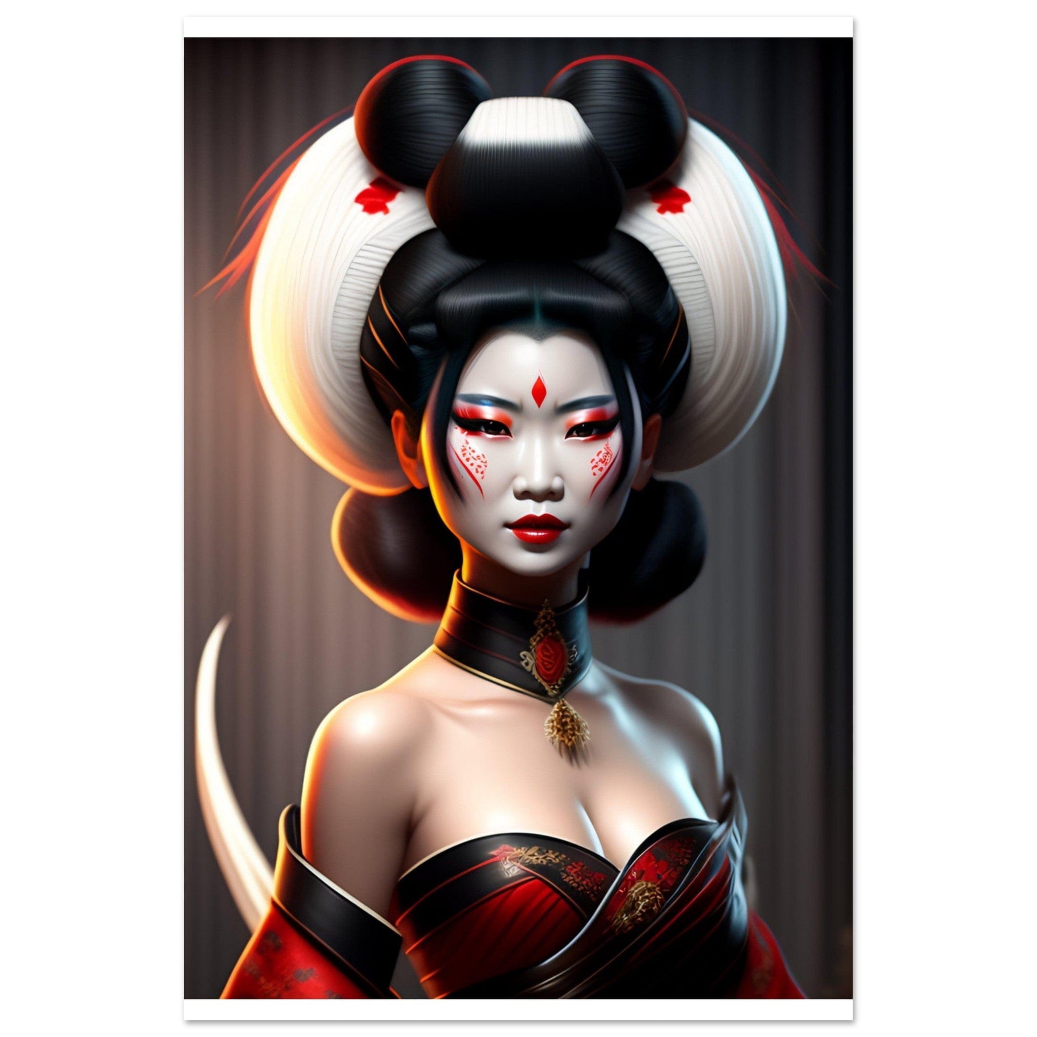 Poster Geisha Japon Long Cheveux Canvanation