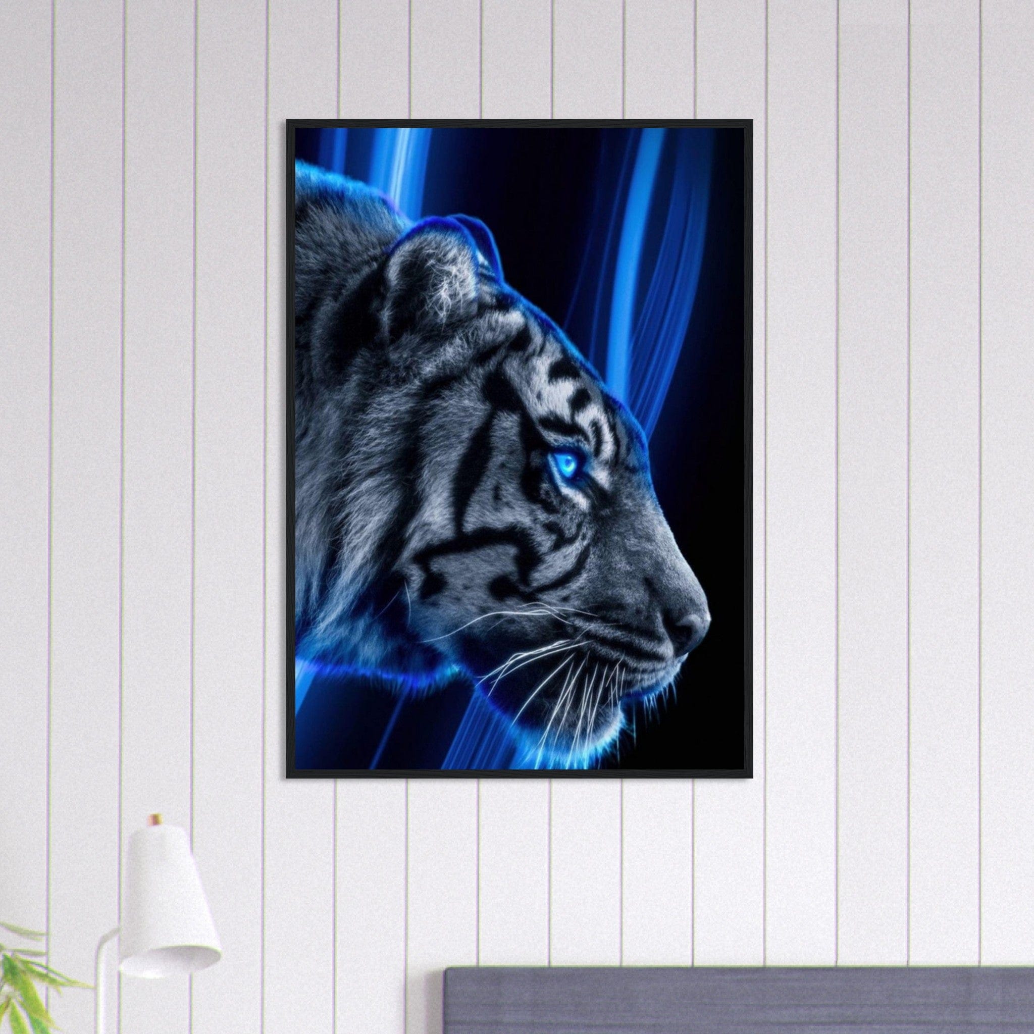 Tableau Tigre Blanc Yeux Bleu Canvanation