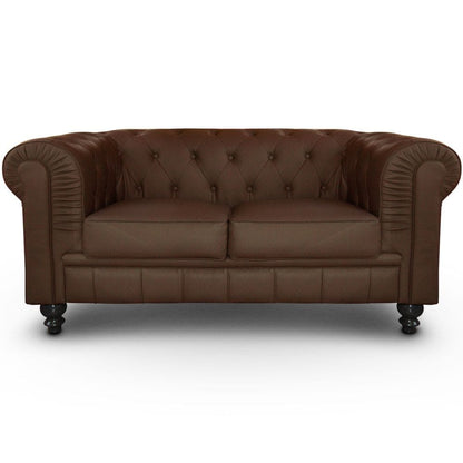 Canvanation Canapé Chesterfield Confortable 2 places en PU Chocolat