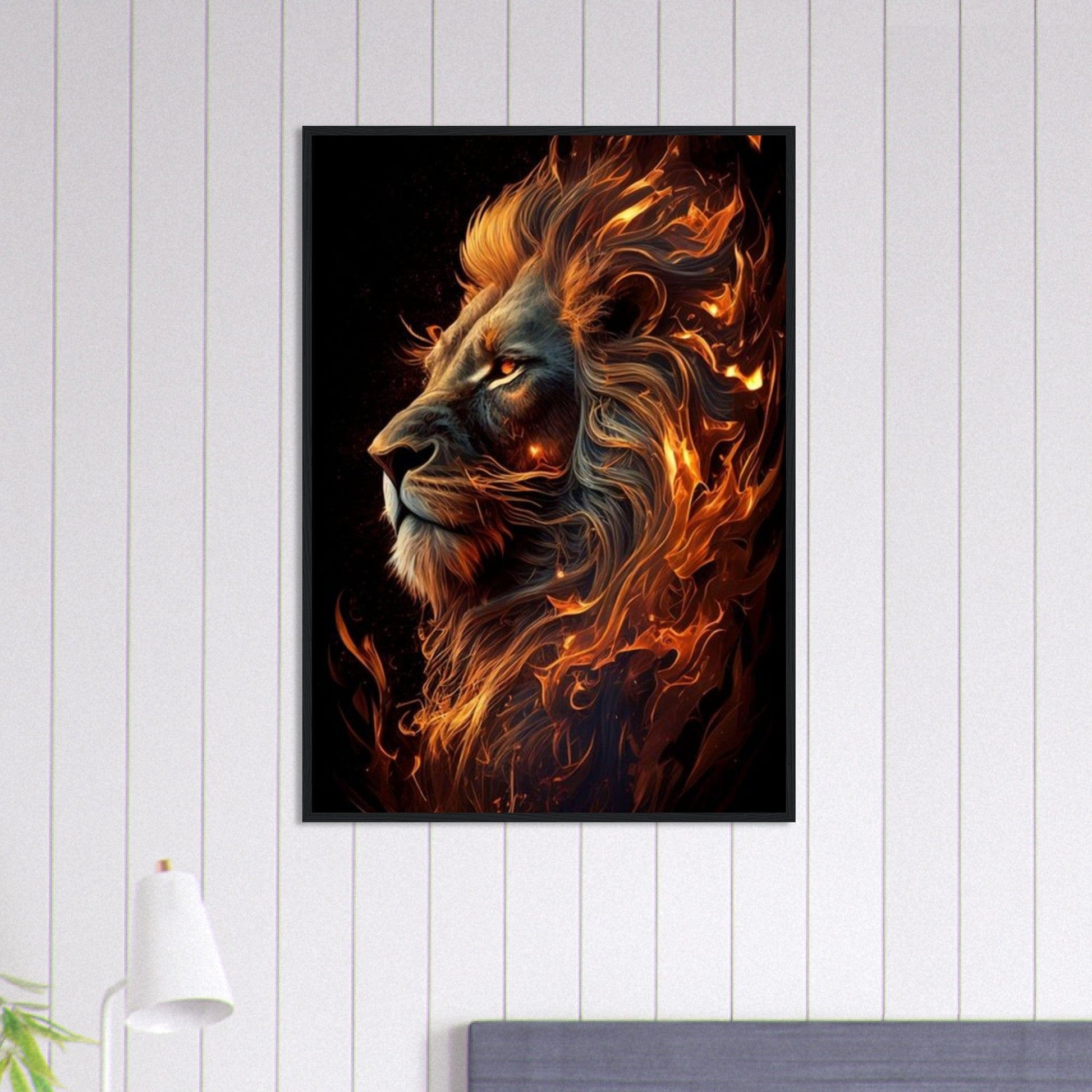 Tableau Lion Art Feu