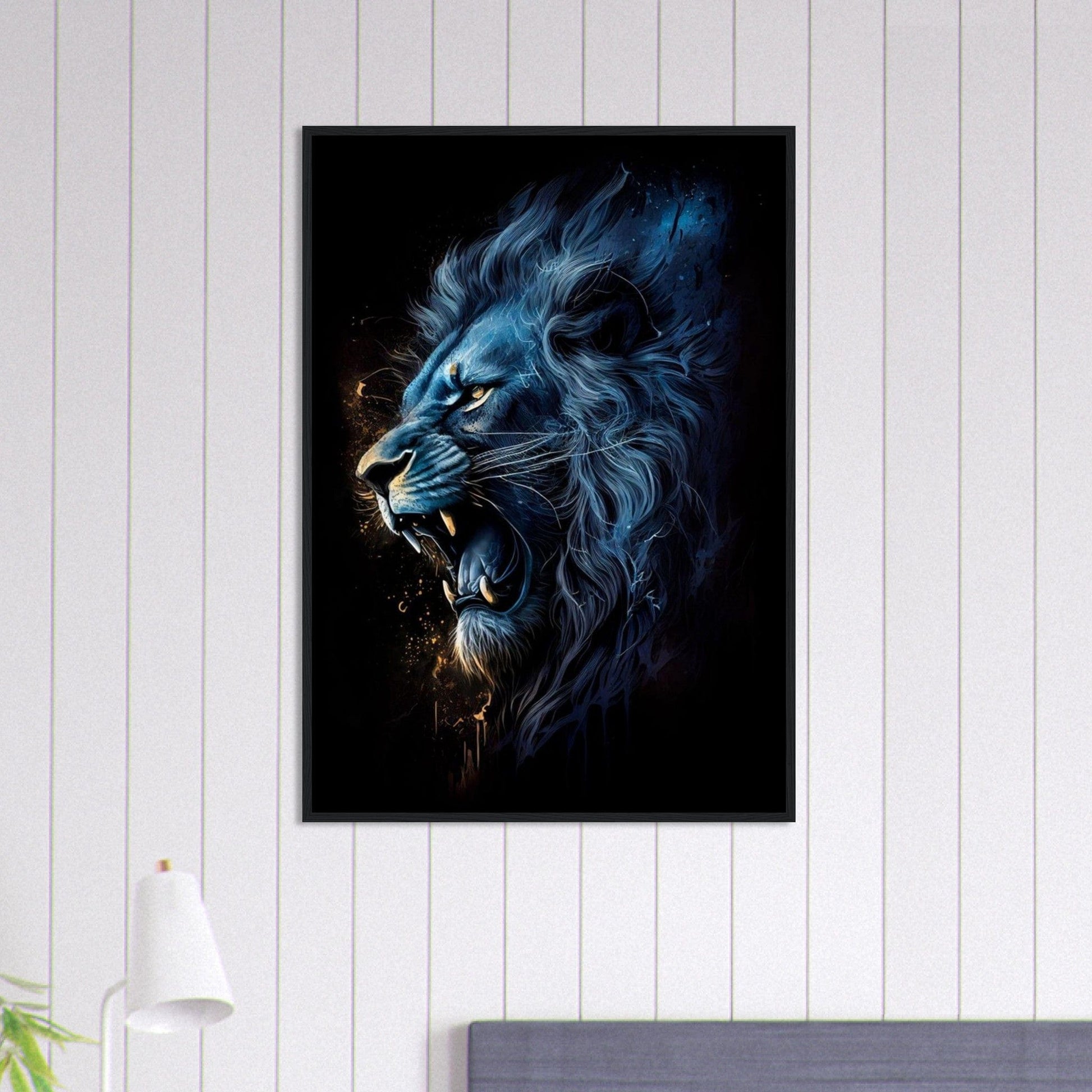 Tableau Lion Art Bleu