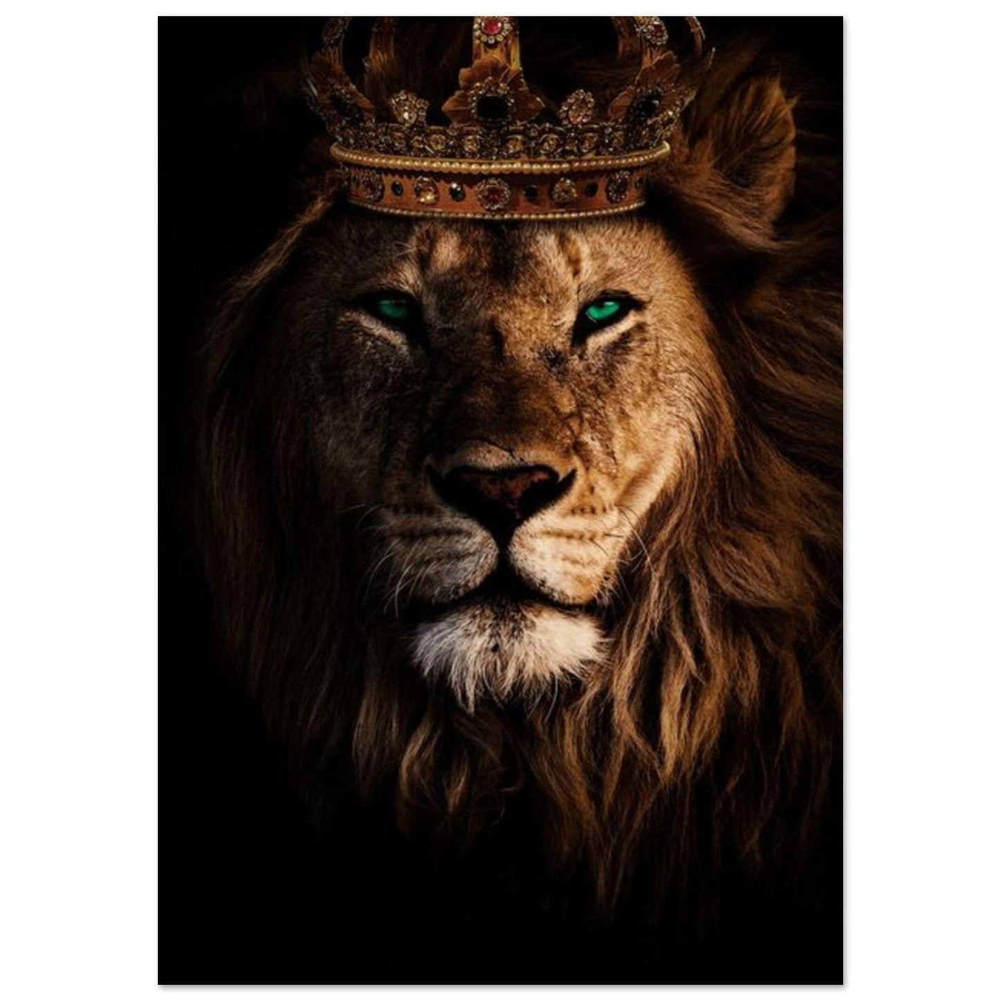 Poster Lion Couronne Yeux Vert