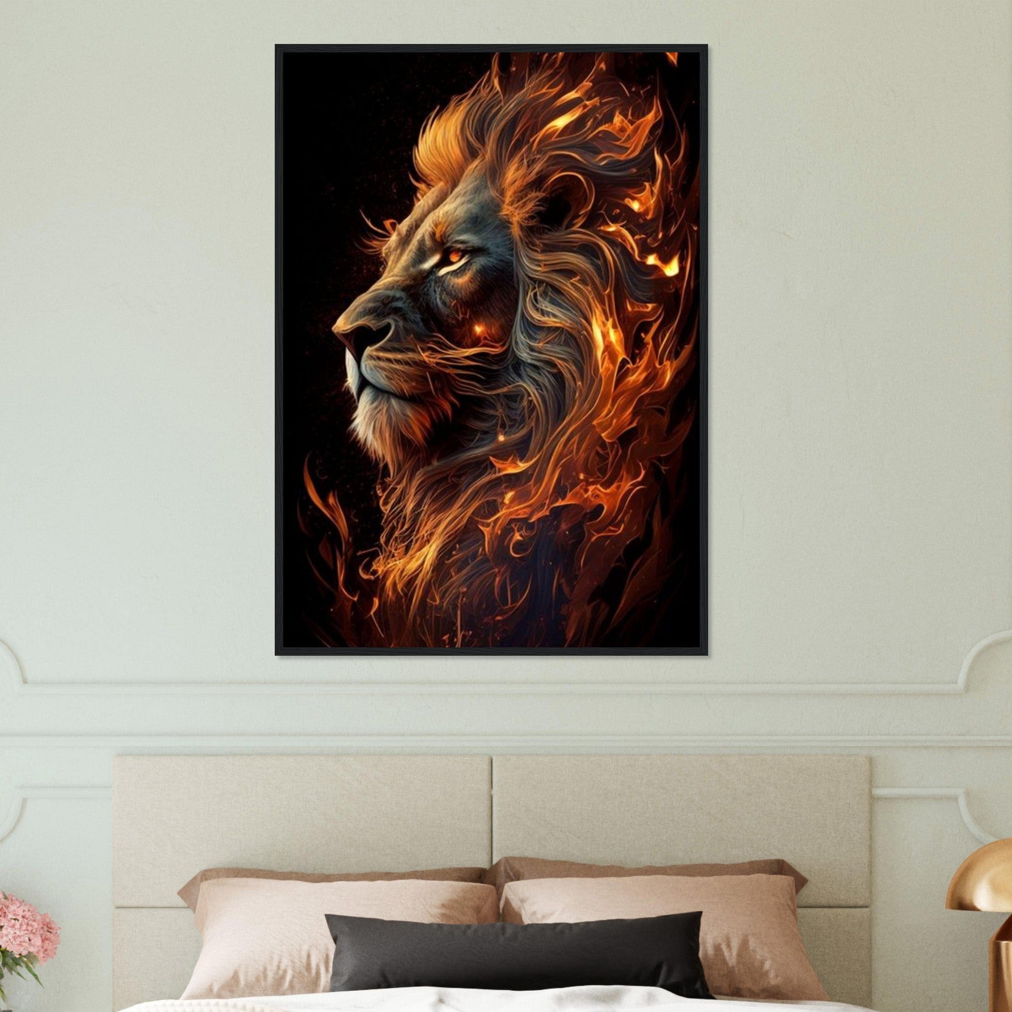 Tableau Lion Art Feu