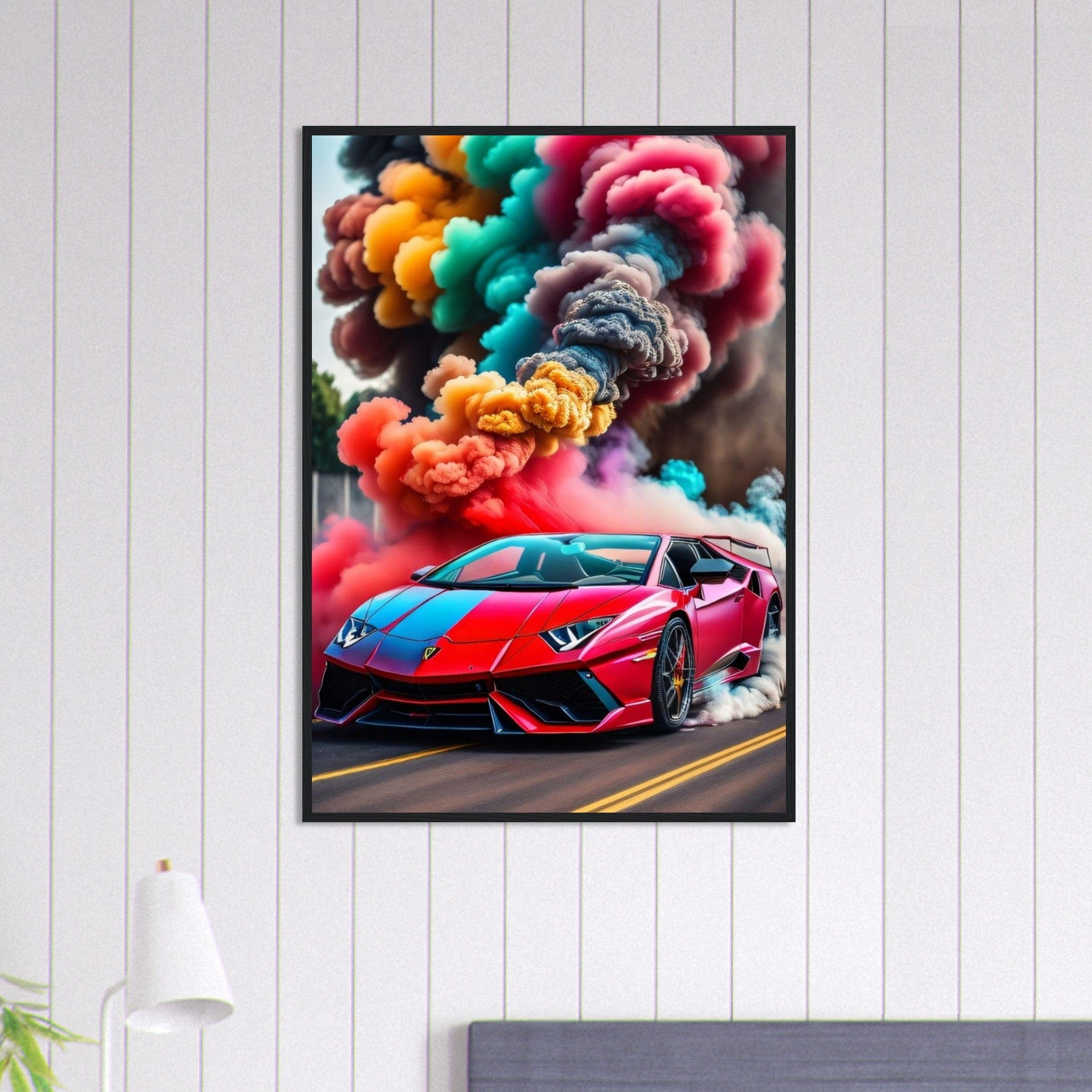 Canvanation Print Material 70x100 cm / 28x40″ Tableau Voiture Lamborghini Rouge Et Bleu