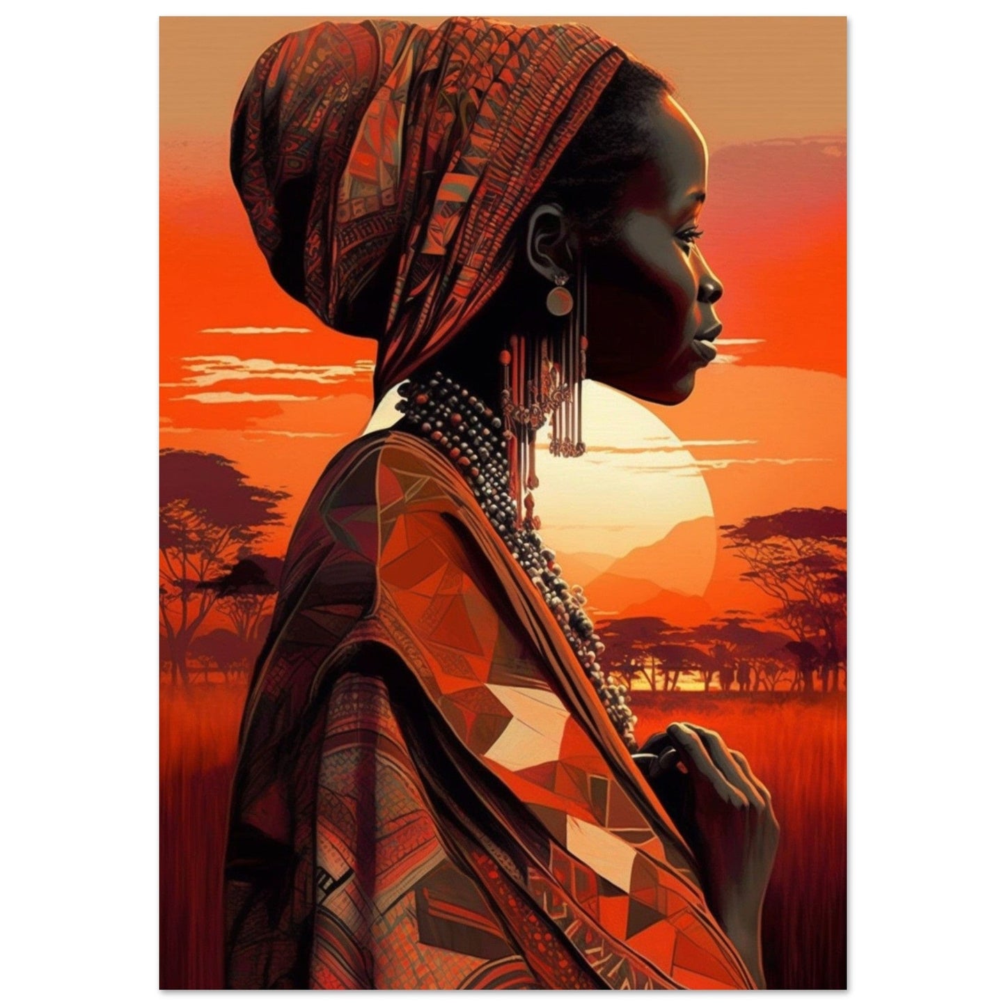 Tableau Africain Turban Rouge - Canvanation