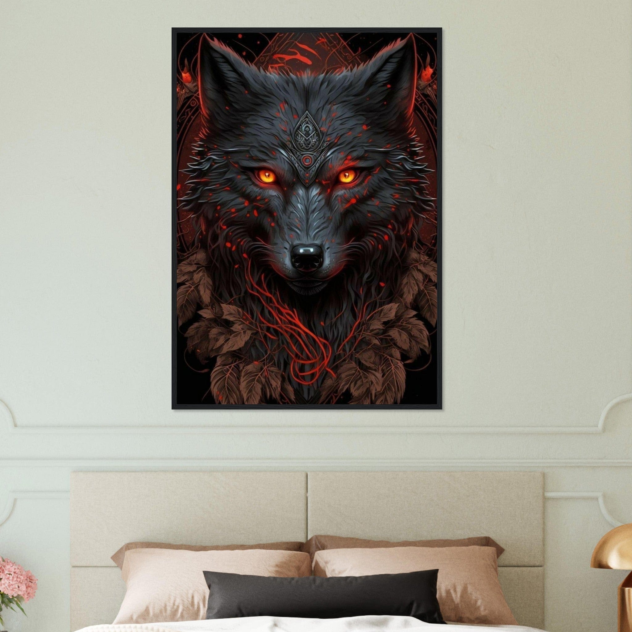 Tableau Loup Noir Yeux Rouge Canvanation