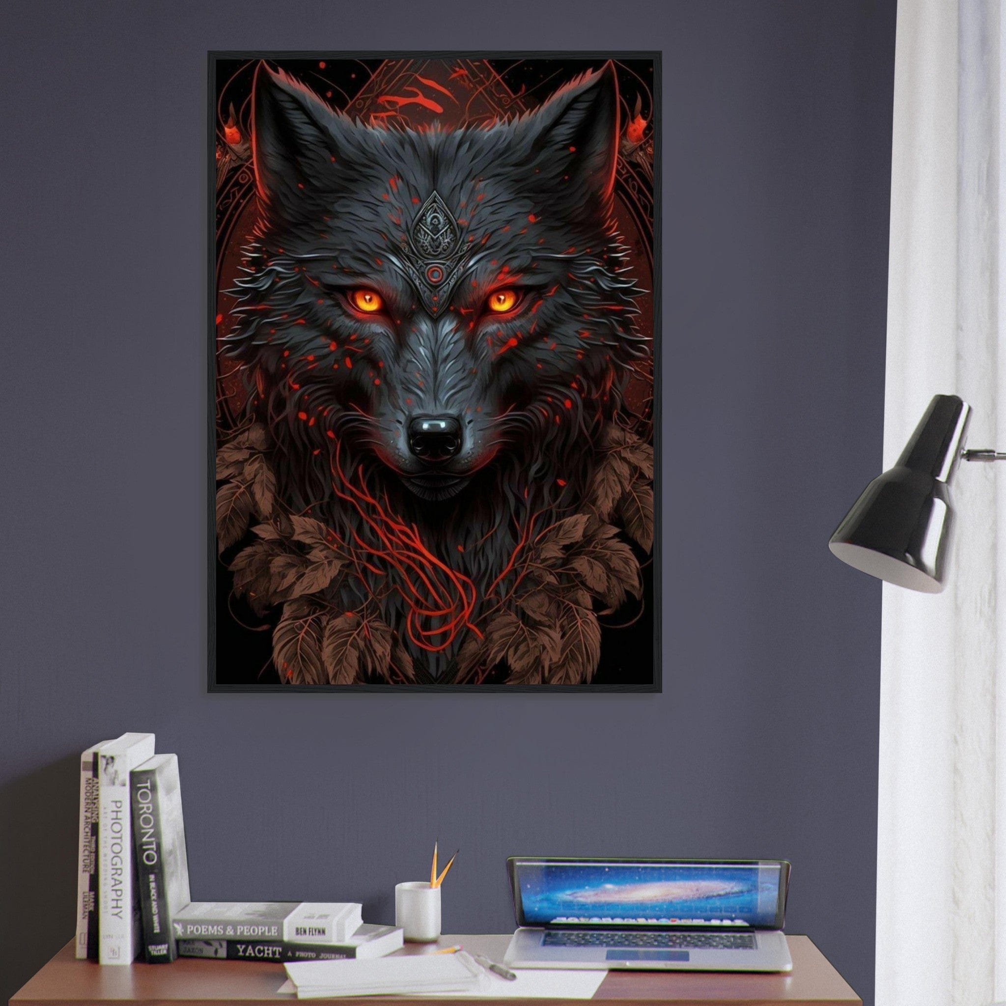 Canvanation Print Material Tableau Loup Noir Yeux Rouge