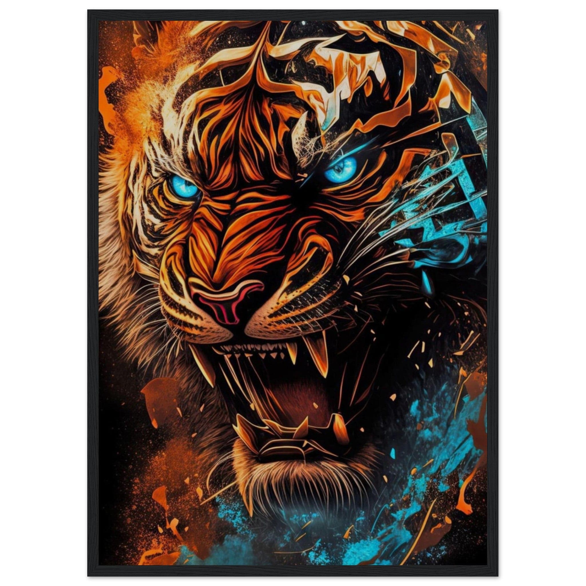 Cadre Tigre Couleur Yeux Bleu - Canvanation