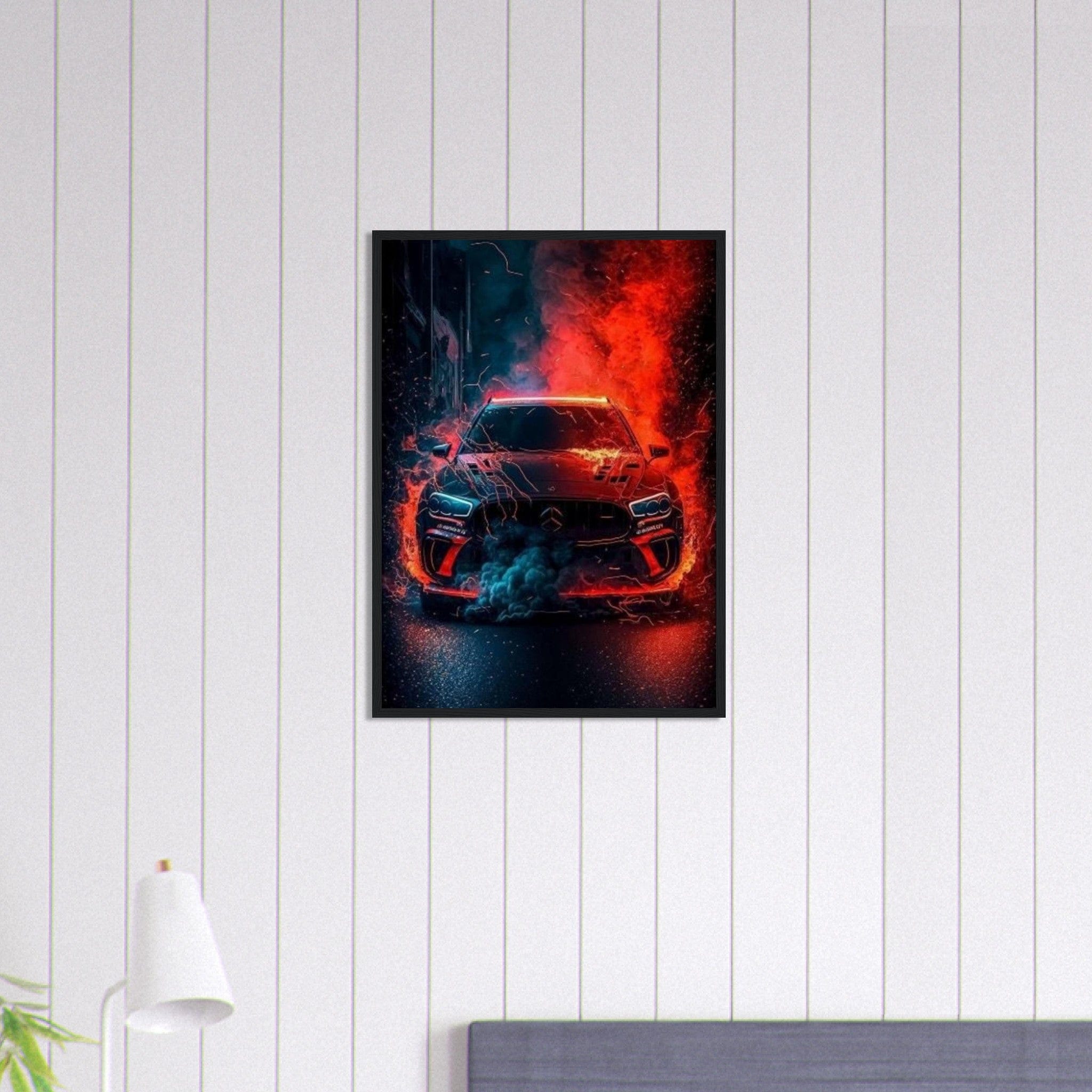 Canvanation Print Material 50x70 cm / 20x28″ Tableau Voiture Mercedes Police En Feu