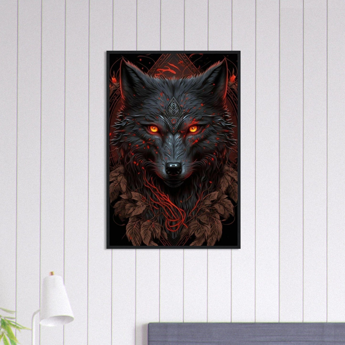 Tableau Loup Noir Yeux Rouge Canvanation