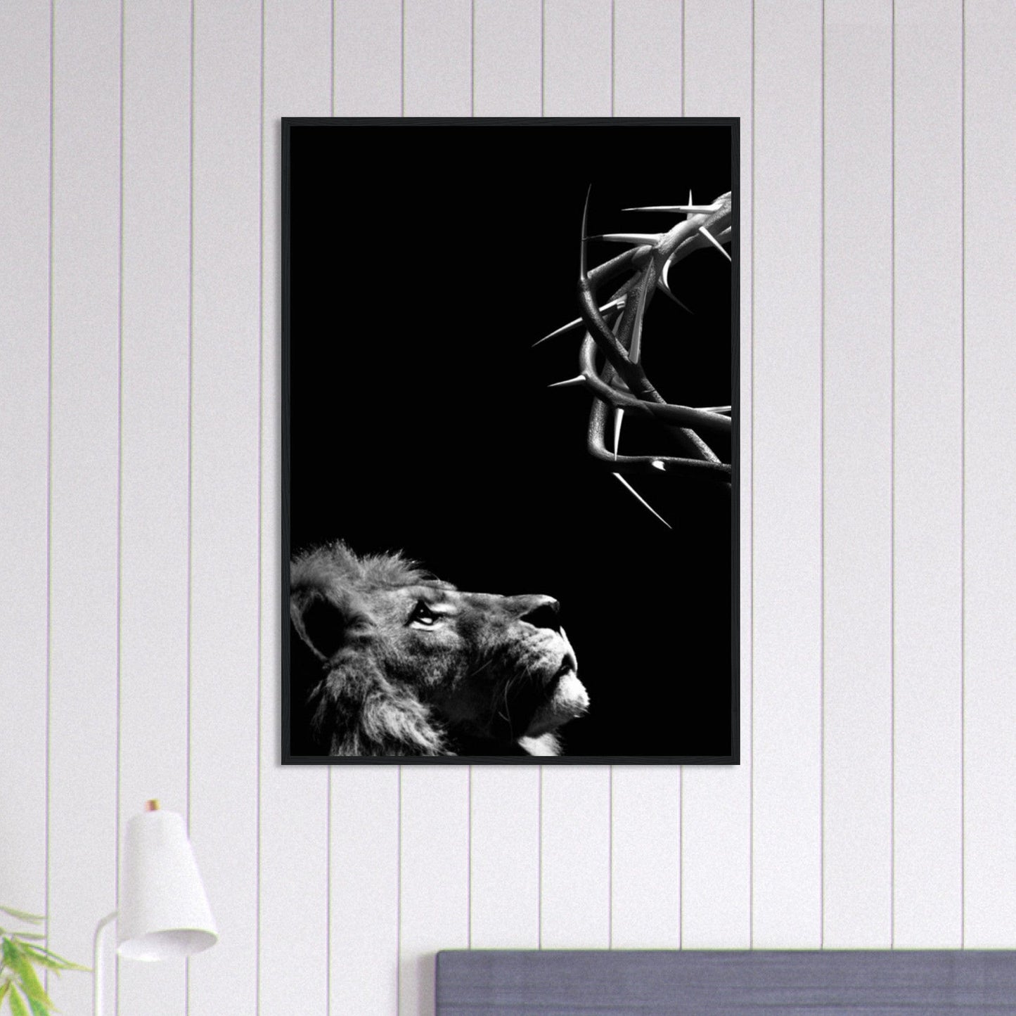 Tableau Lion Couronne Noir