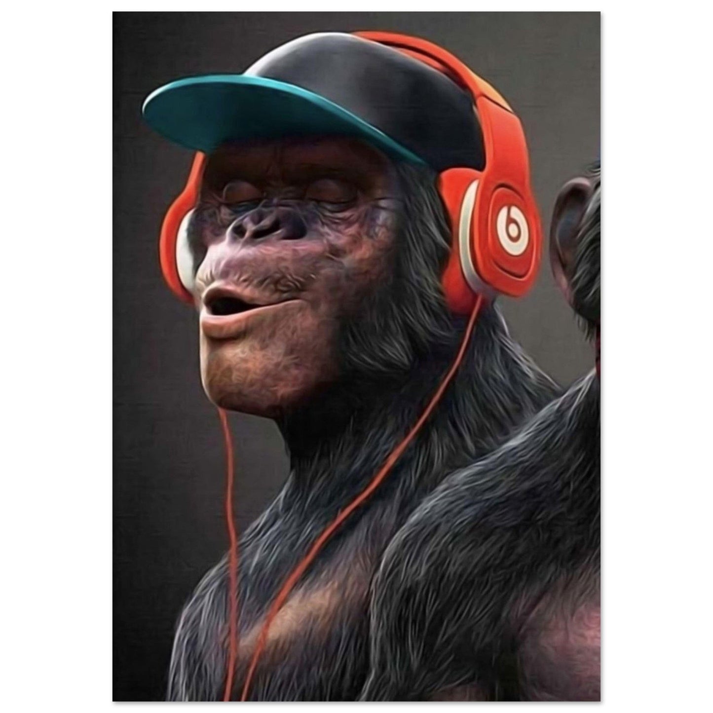 Poster Singe Casque Orange