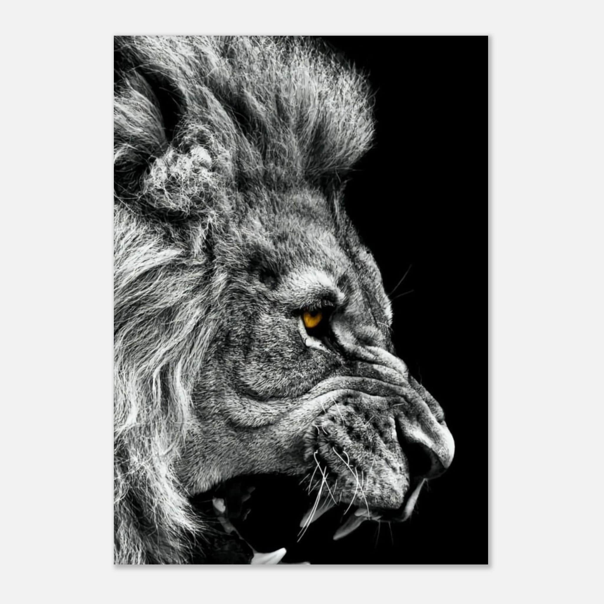 Canvanation Print Material Poster Lion Noir Et Blanc Rugissement