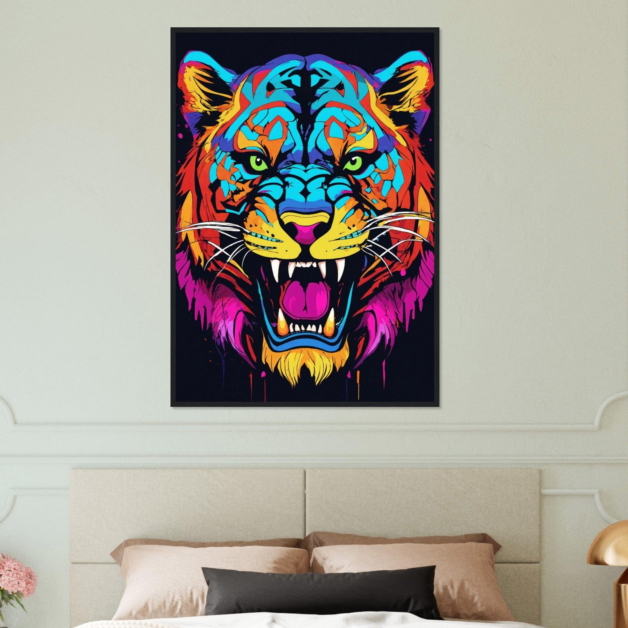 Canvanation Print Material Tableau Tigre Rugissement Chromatique