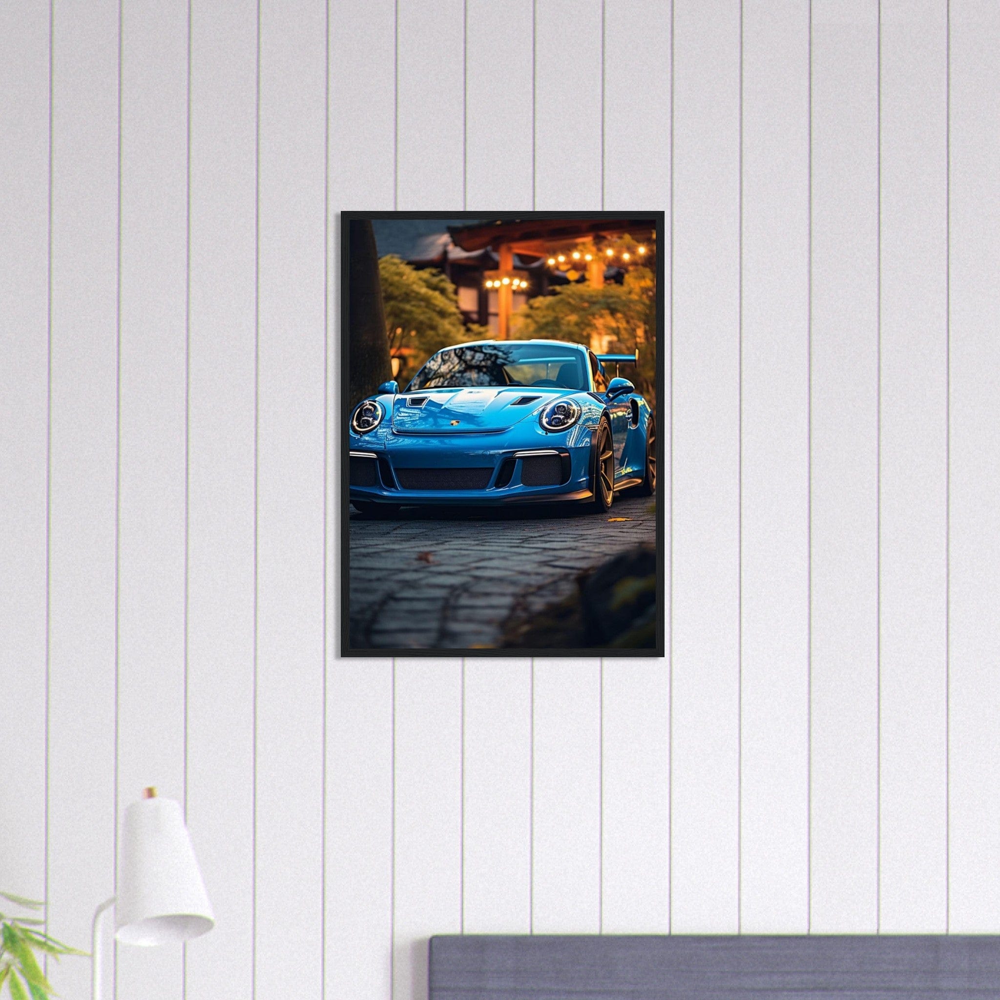 Canvanation Print Material 50x70 cm / 20x28″ Tableau Voiture Porshe Bleu