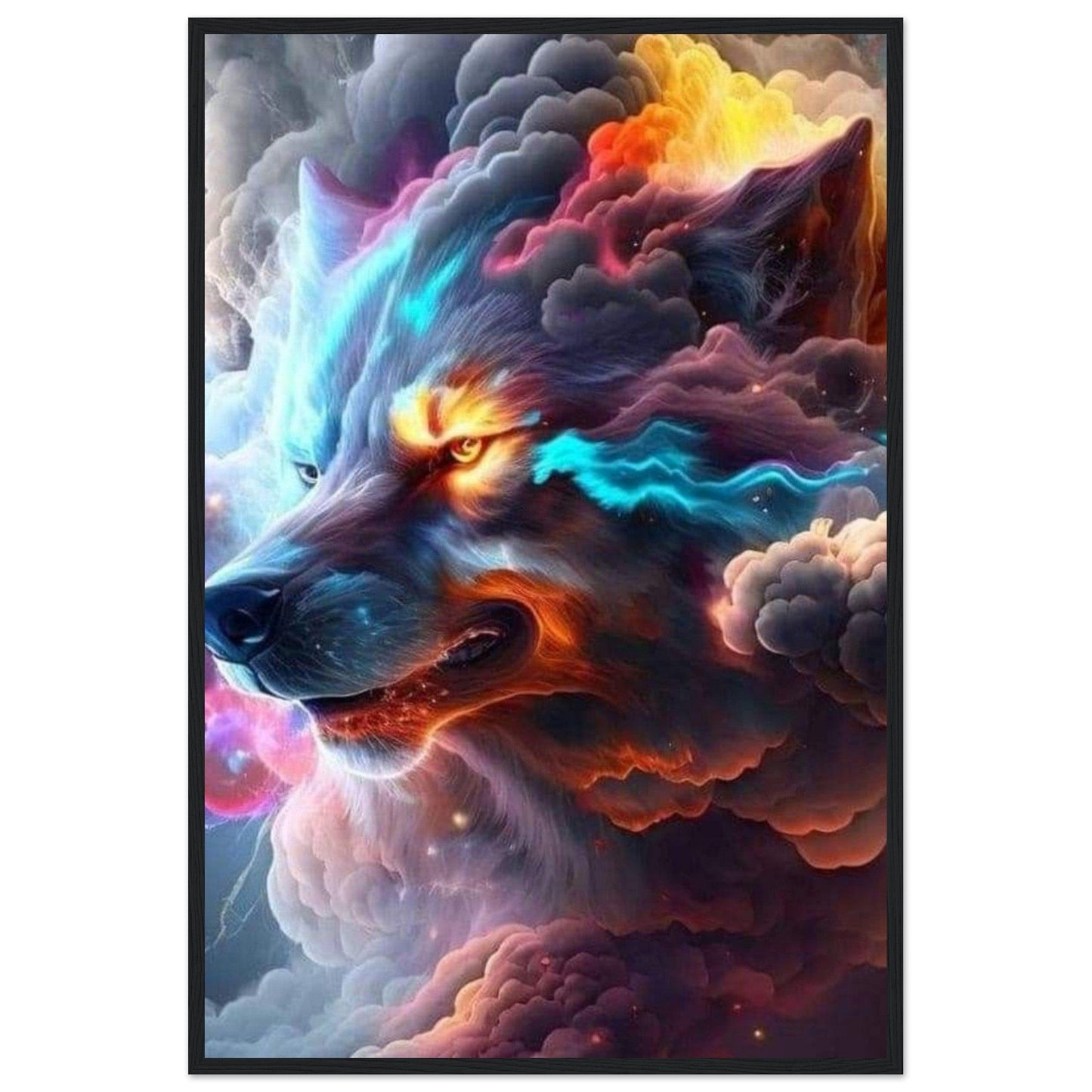 Tableau Loup Effet Nuage - Canvanation