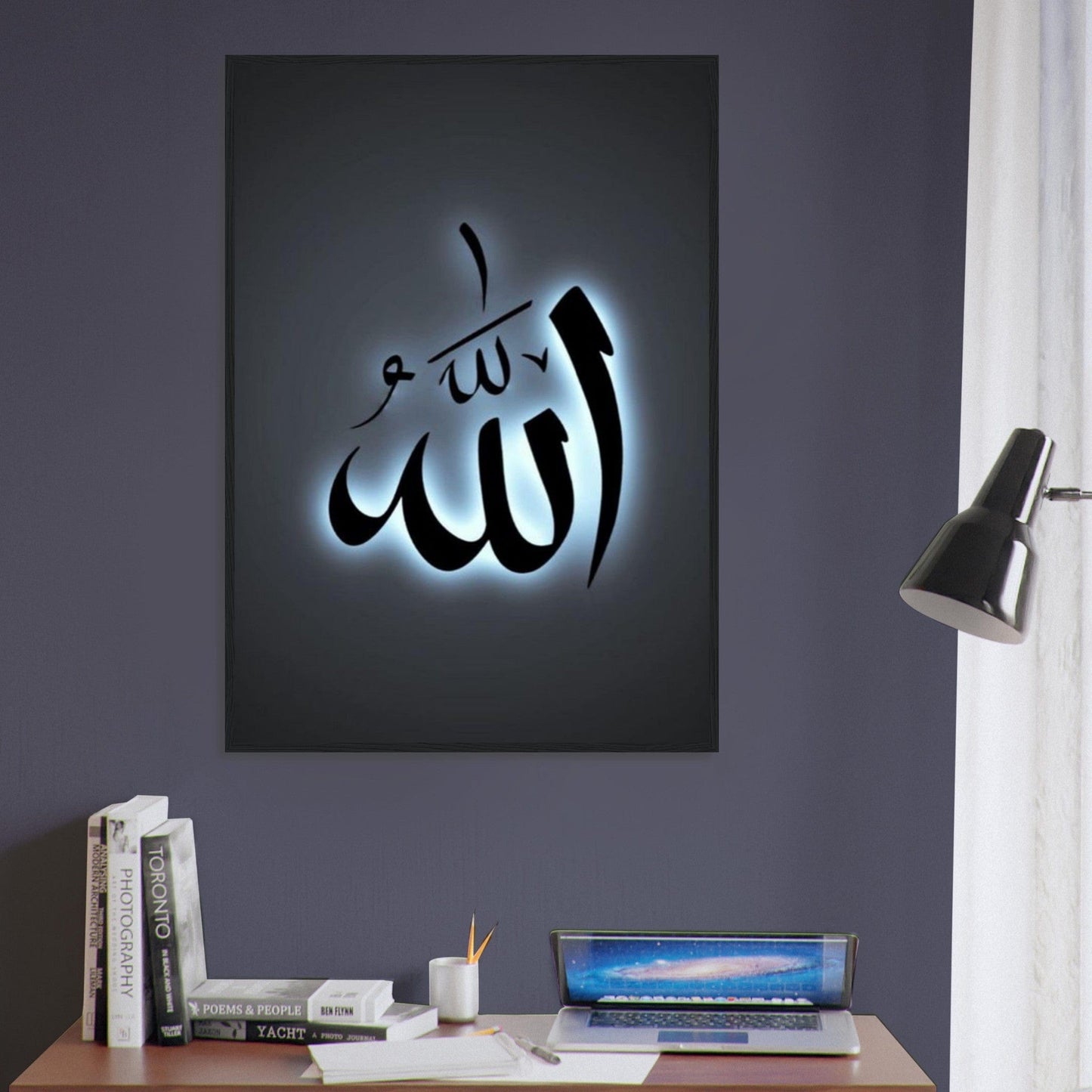 Tableau Islam Neon Bleu