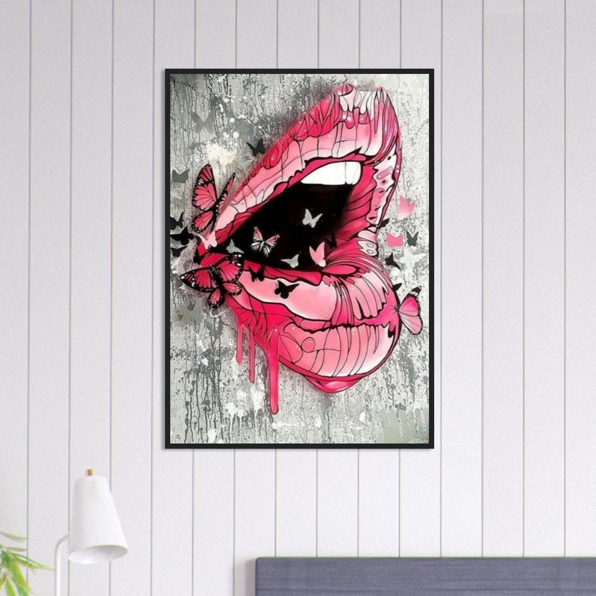 Canvanation Print Material 70x100 cm / 28x40″ Tableau Street Art Lèvre Rose Papillon