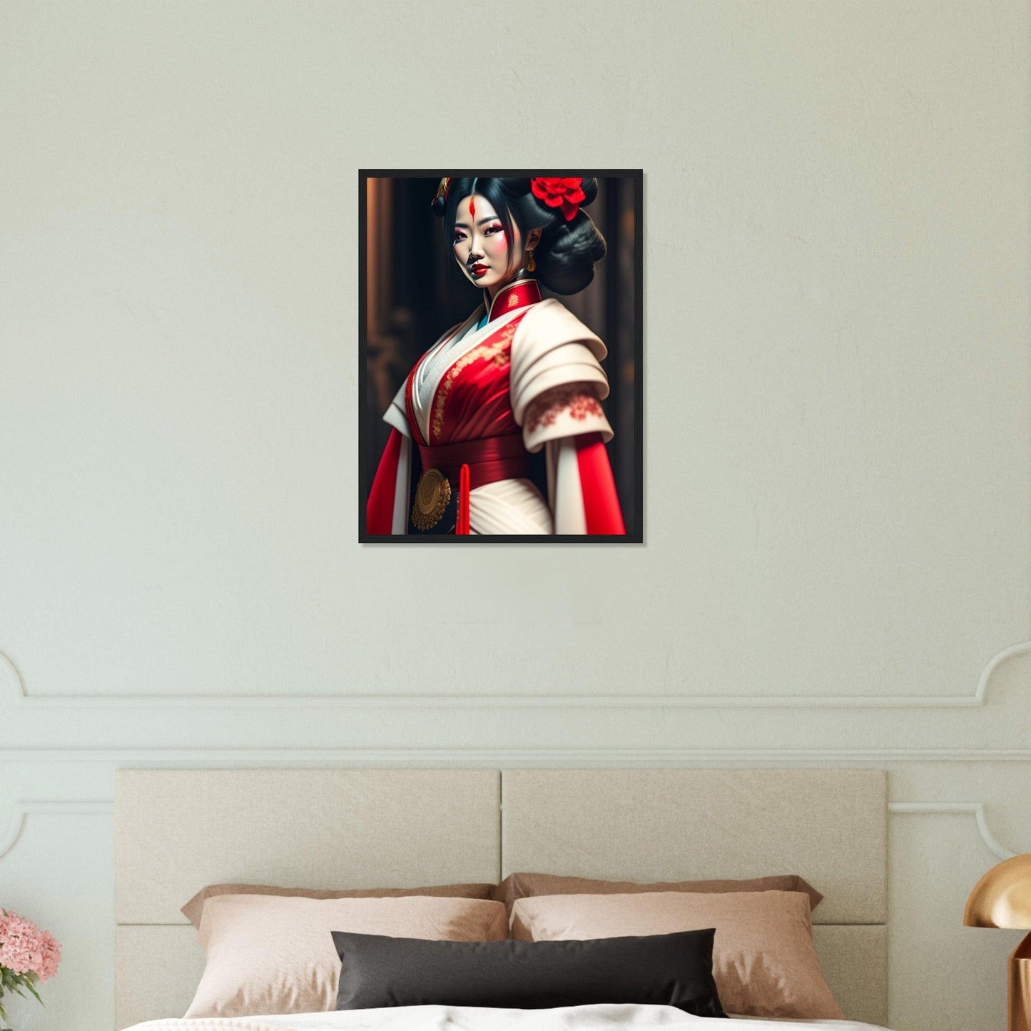 Tableau Japon Geisha En Rouge Et Blanc Canvanation