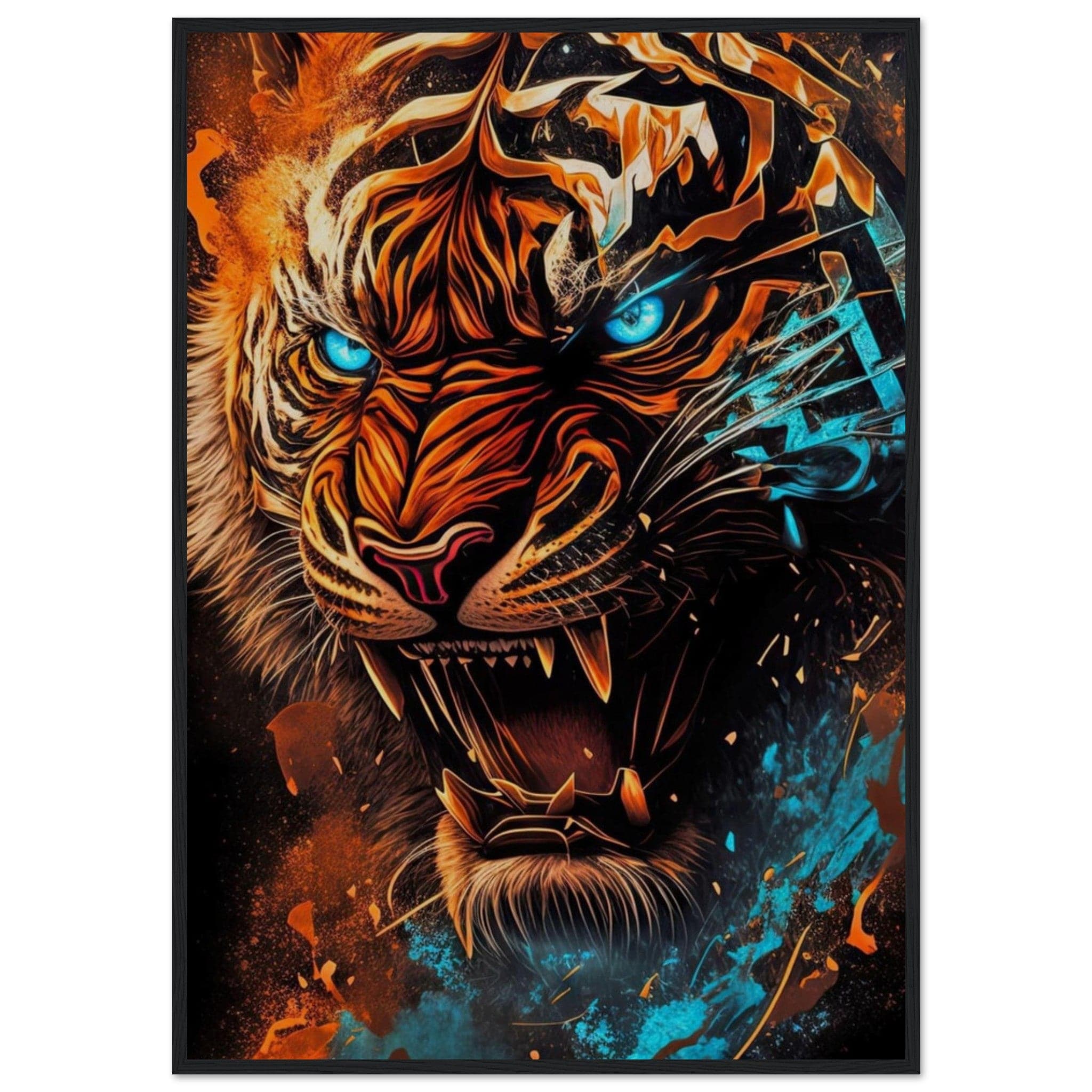 Cadre Tigre Couleur Yeux Bleu - Canvanation