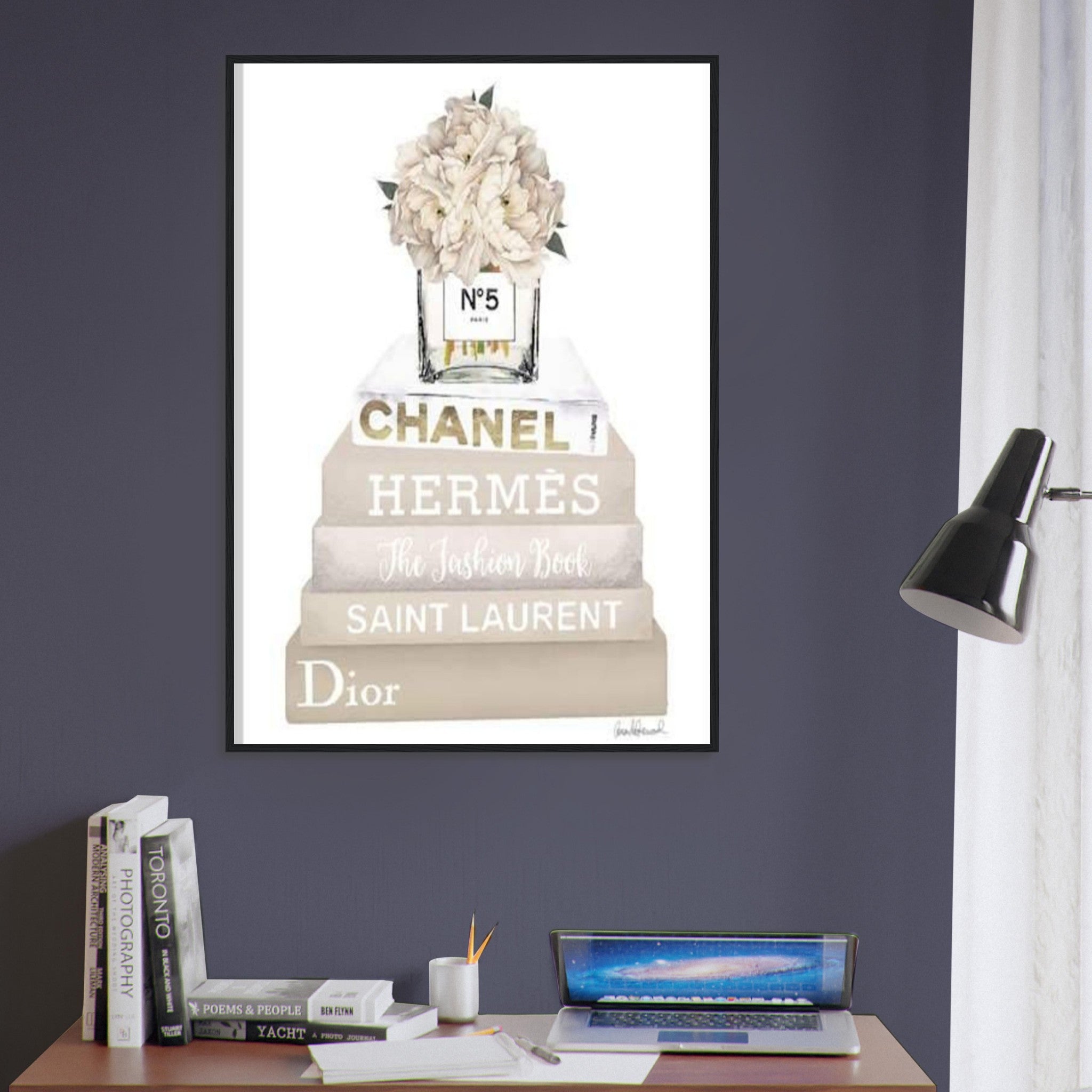 Canvanation Print Material Tableau Chanel Numéro 5 Blanc Livres