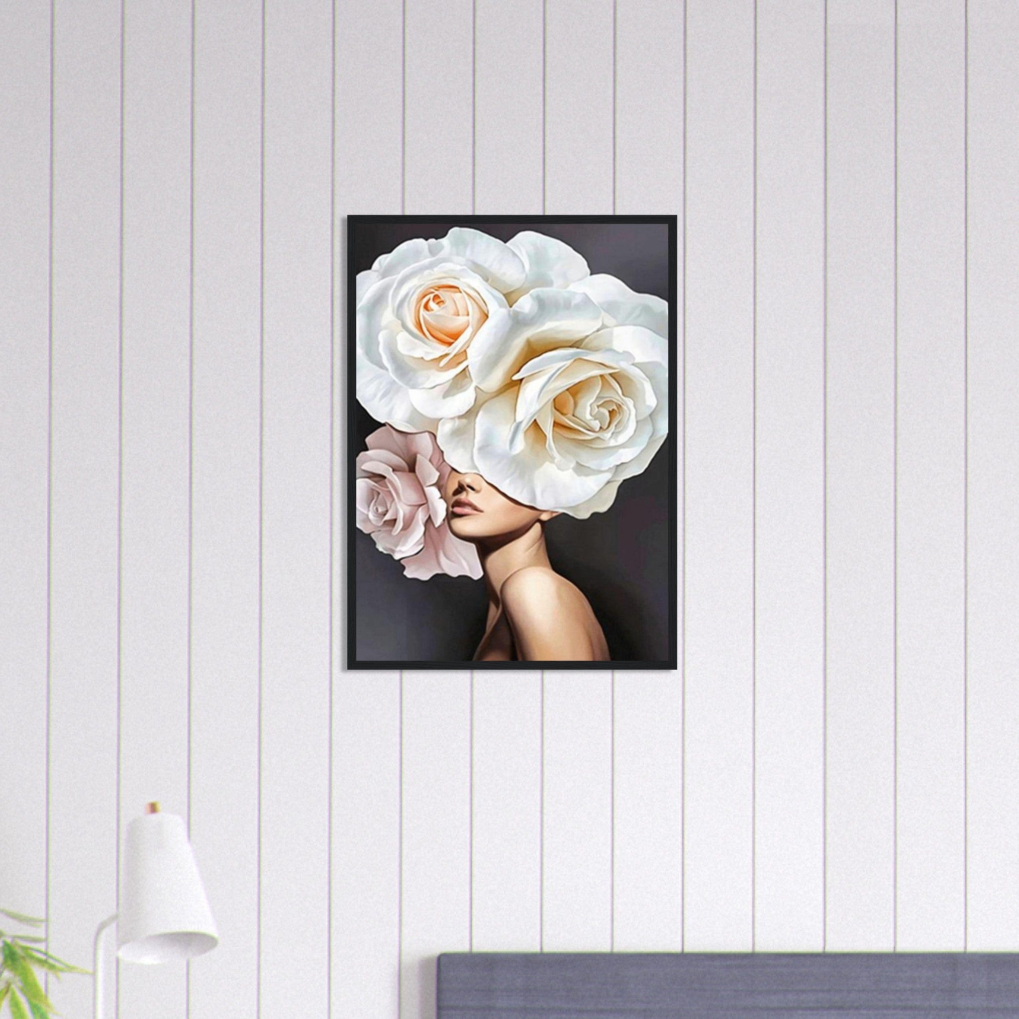 Canvanation Print Material 50x70 cm / 20x28″ Tableau Femme Fleurs Cheveux Blanc