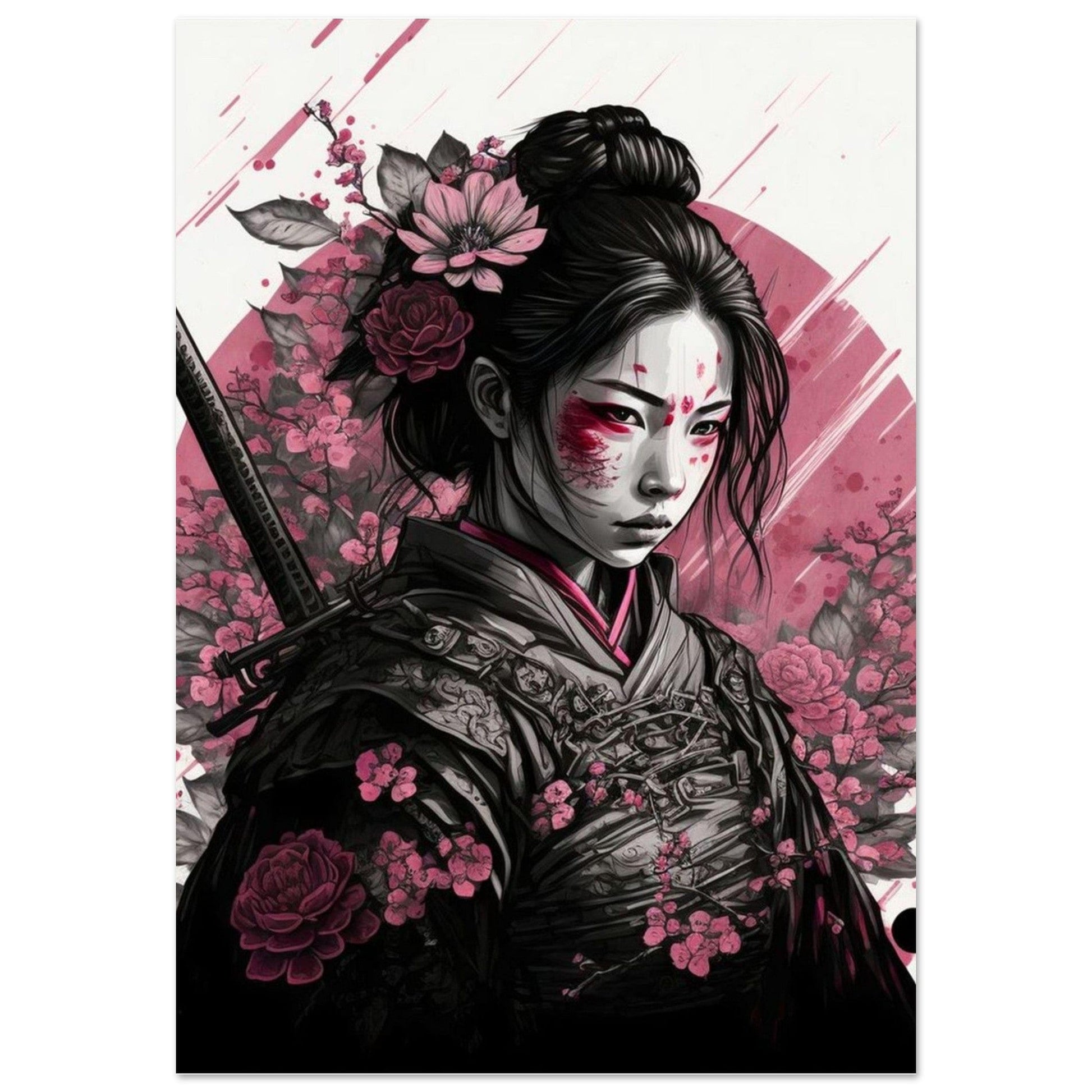 Poster Japon Geisha En Rouge Et Blanc Canvanation