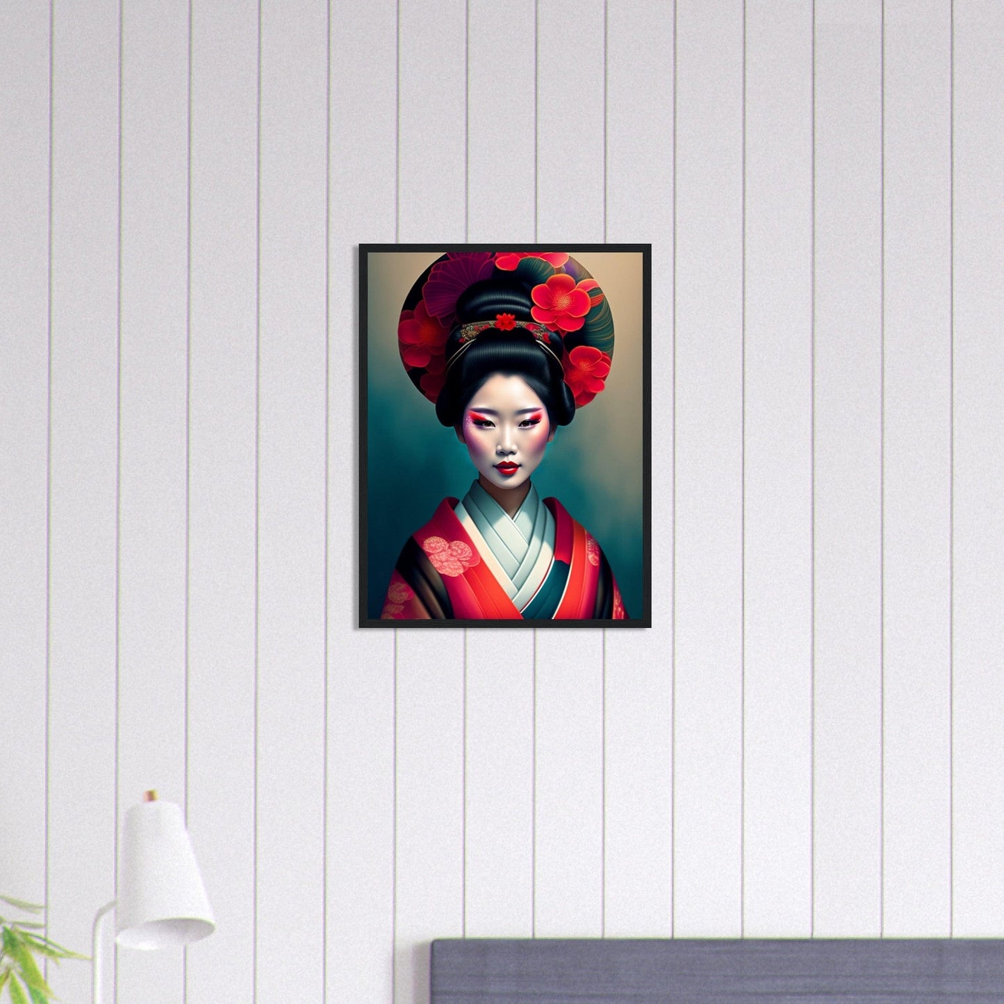 Tableau Japon Geisha Kimono Fleurs Canvanation