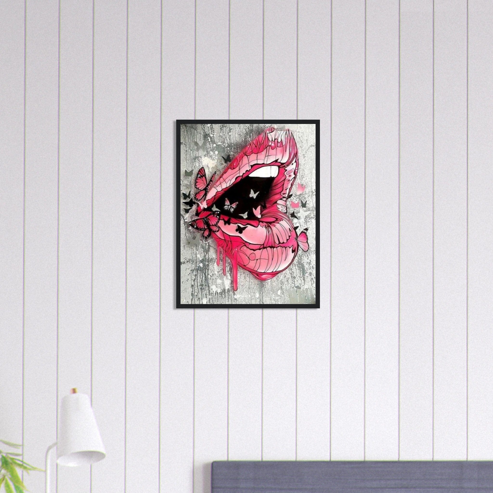 Canvanation Print Material 45x60 cm / 18x24″ Tableau Street Art Lèvre Rose Papillon