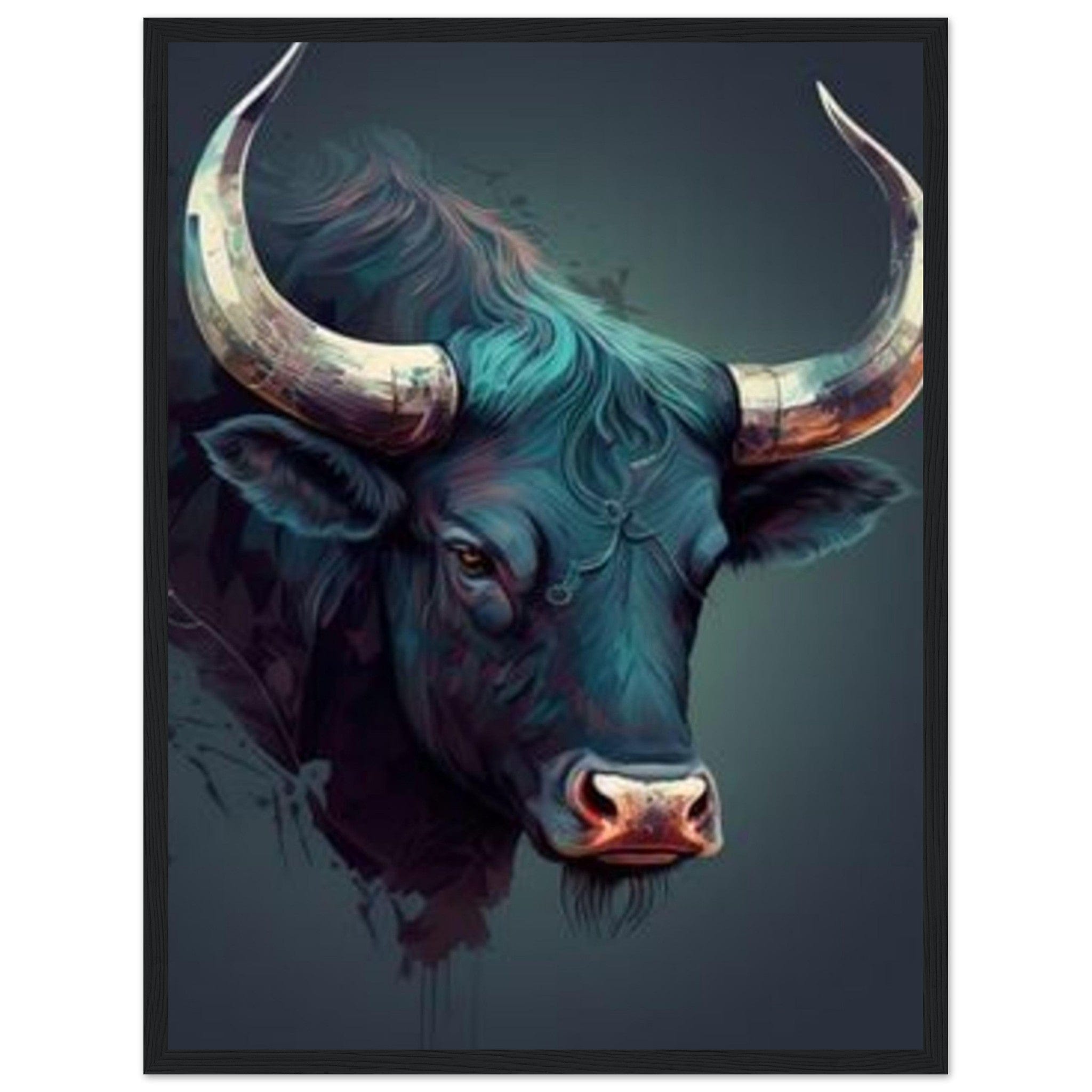 Canvanation Print Material 45x60 cm / 18x24″ Tableau Vache Taureau Bleu