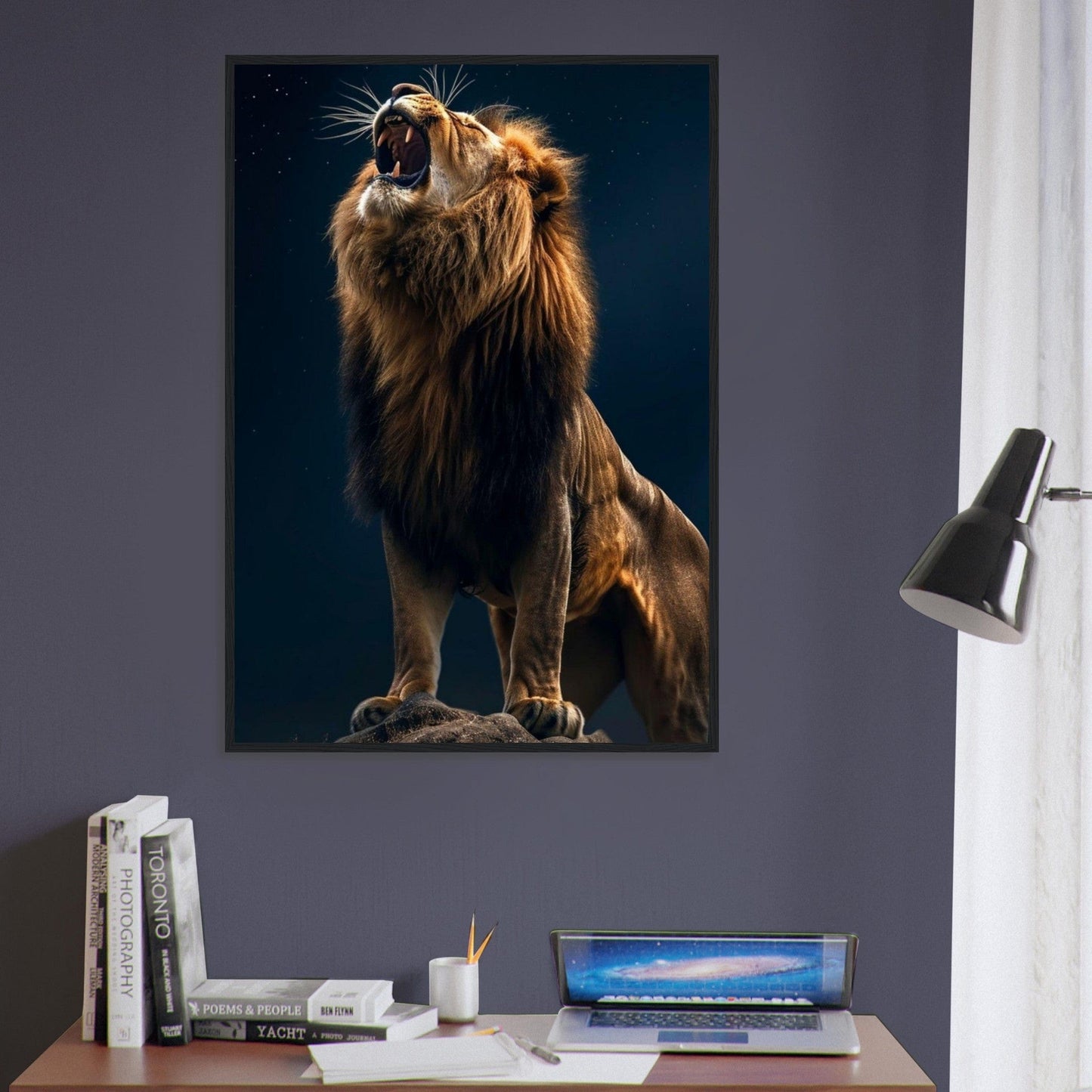 Tableau Lion Art Bleu