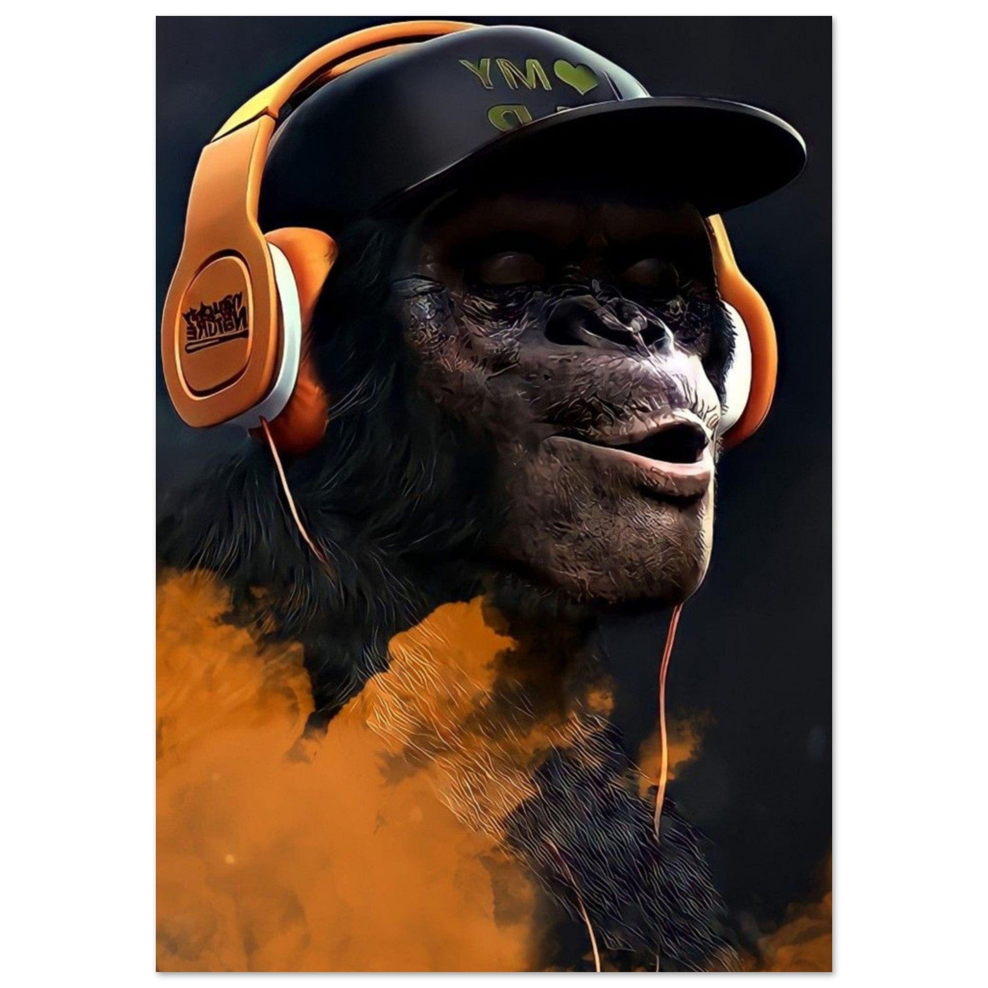 Poster Singe Casque Orange