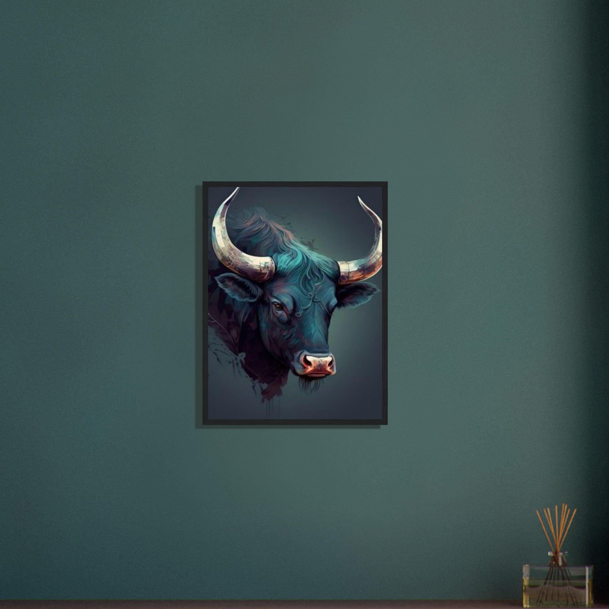 Canvanation Print Material Tableau Vache Taureau Bleu