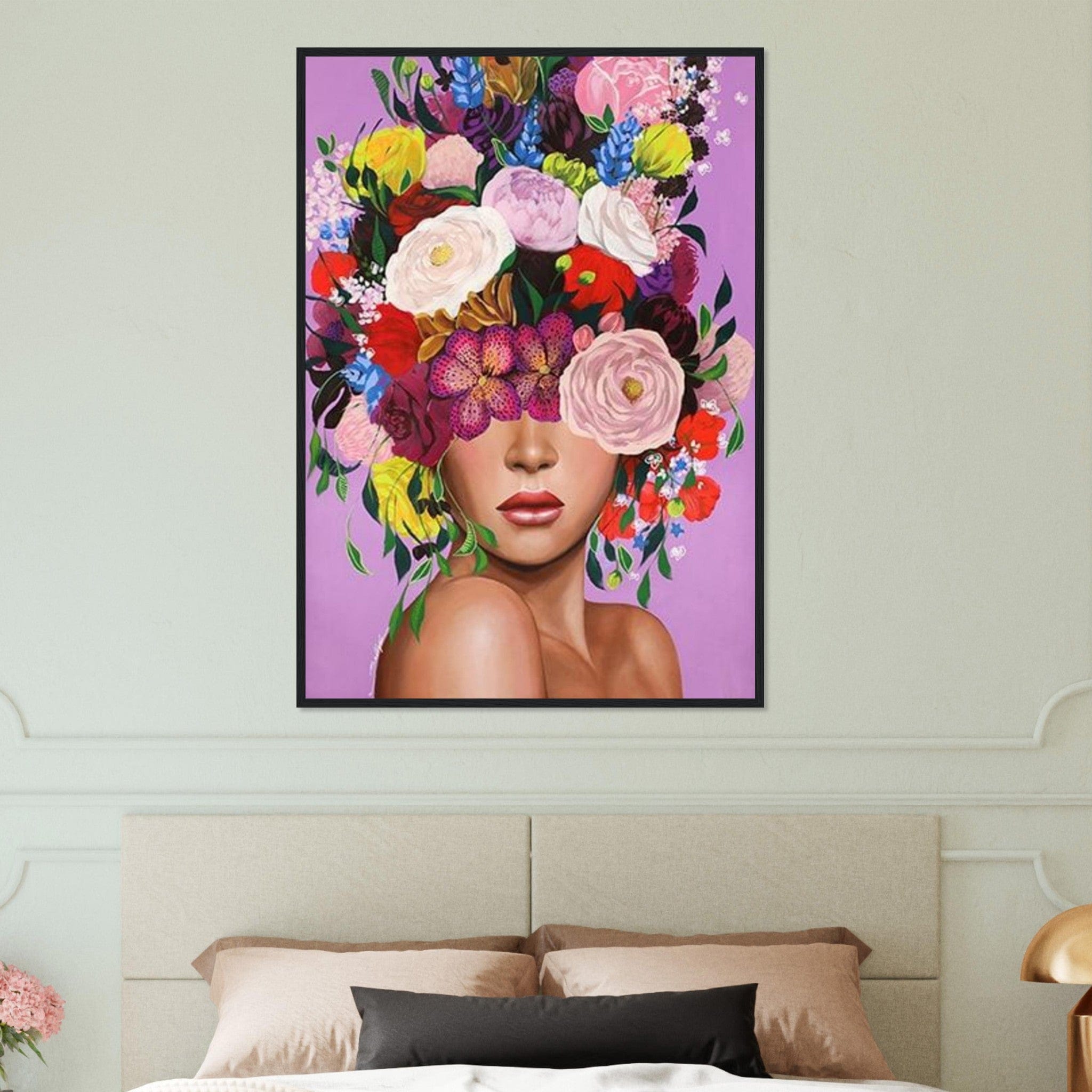 Tableau Femme Fleurs Cheveux Bouquet