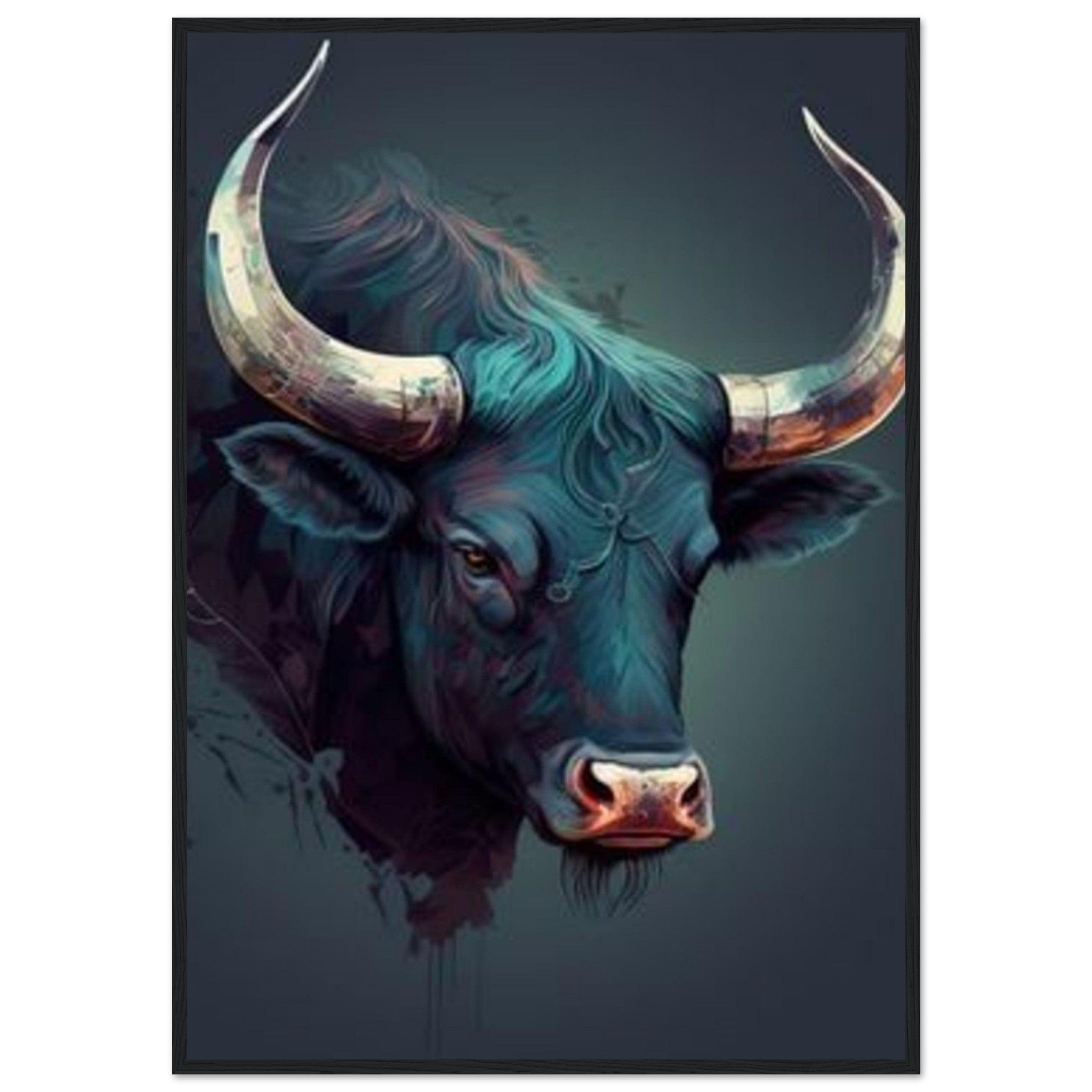 Canvanation Print Material 70x100 cm / 28x40″ Tableau Vache Taureau Bleu