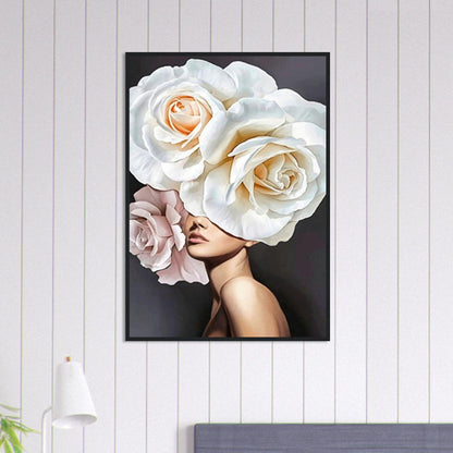 Tableau Femme Fleurs Cheveux Blanc