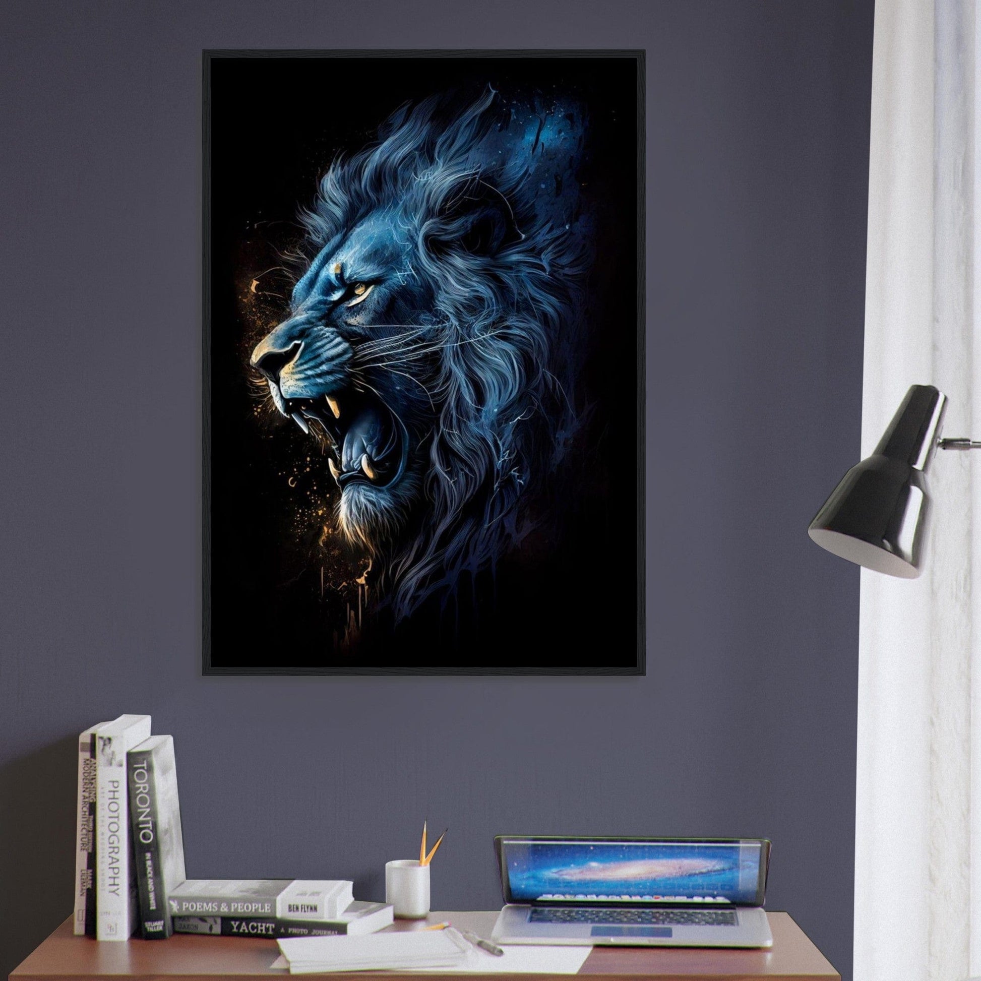 Tableau Lion Art Bleu