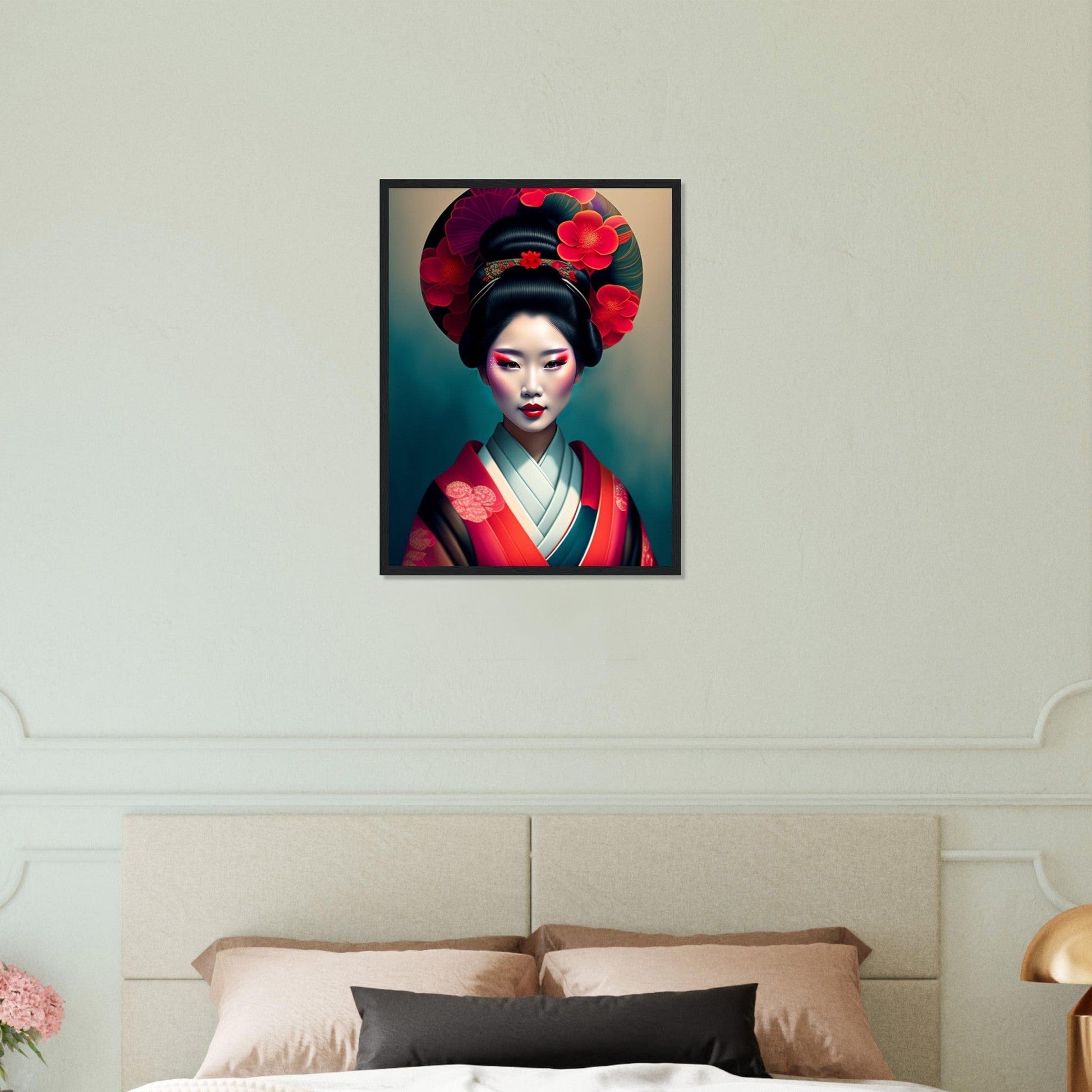 Tableau Japon Geisha Kimono Fleurs Canvanation