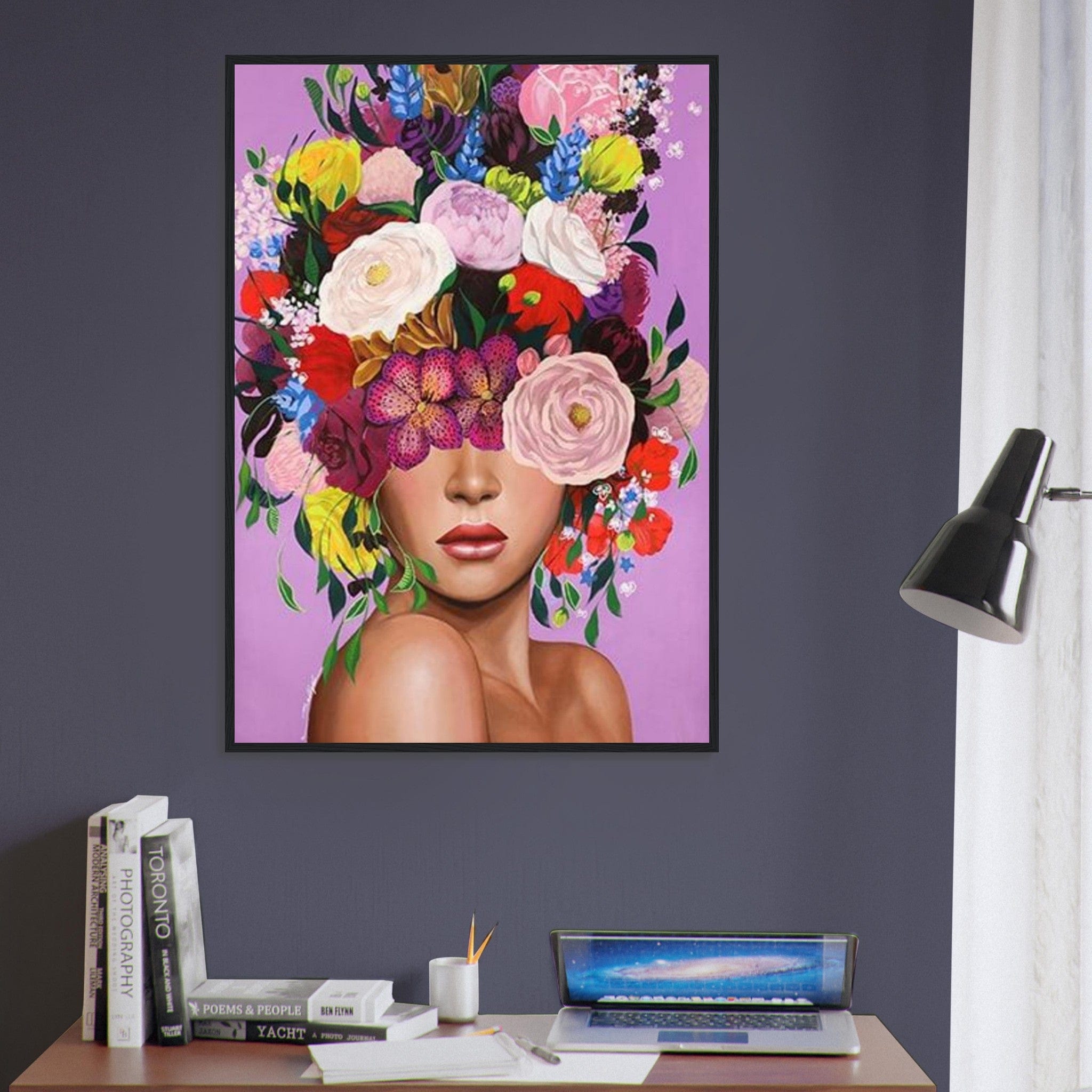 Tableau Femme Fleurs Cheveux Bouquet