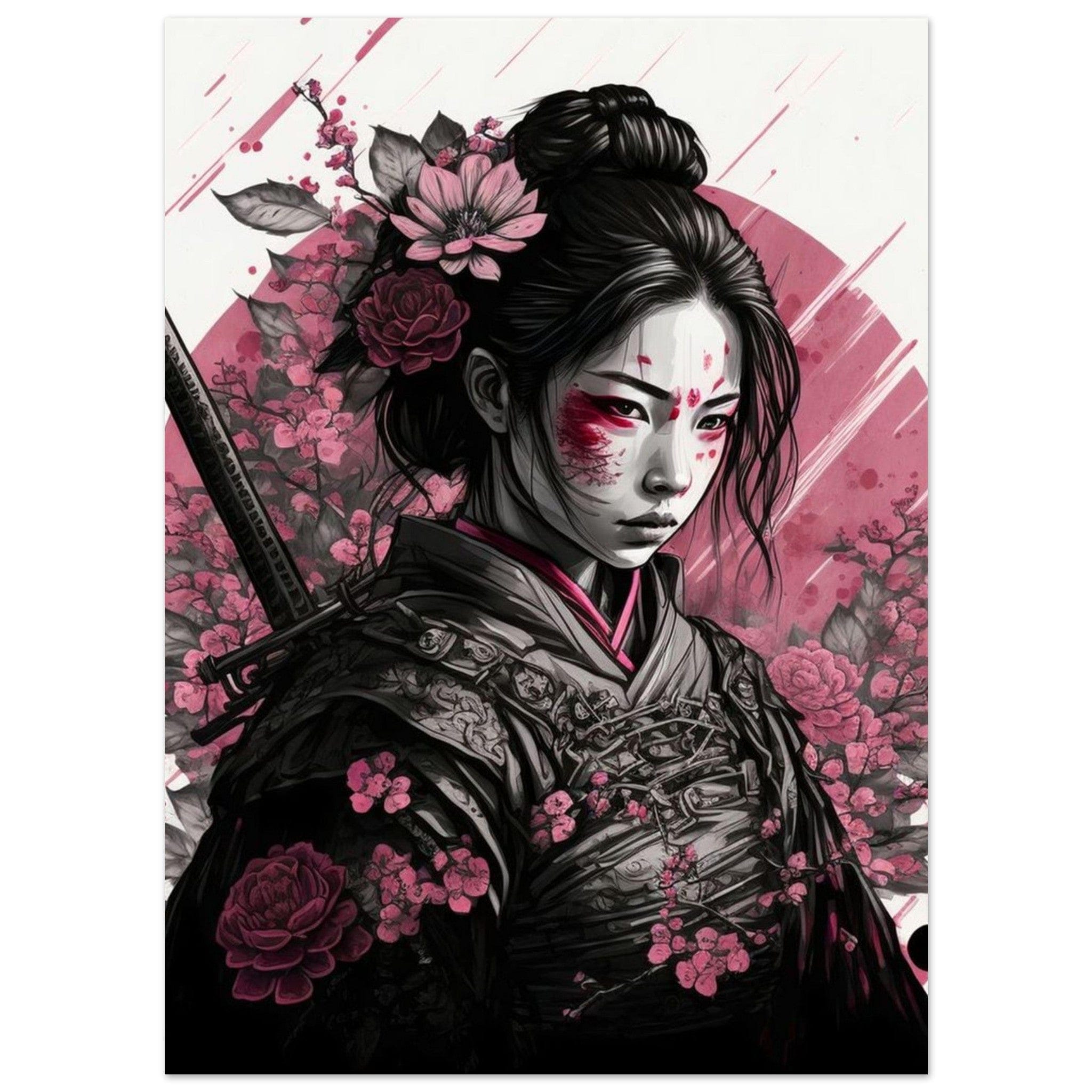 Canvanation Print Material 13x18 cm / 5x7″ Poster Japon Geisha En Rouge Et Blanc