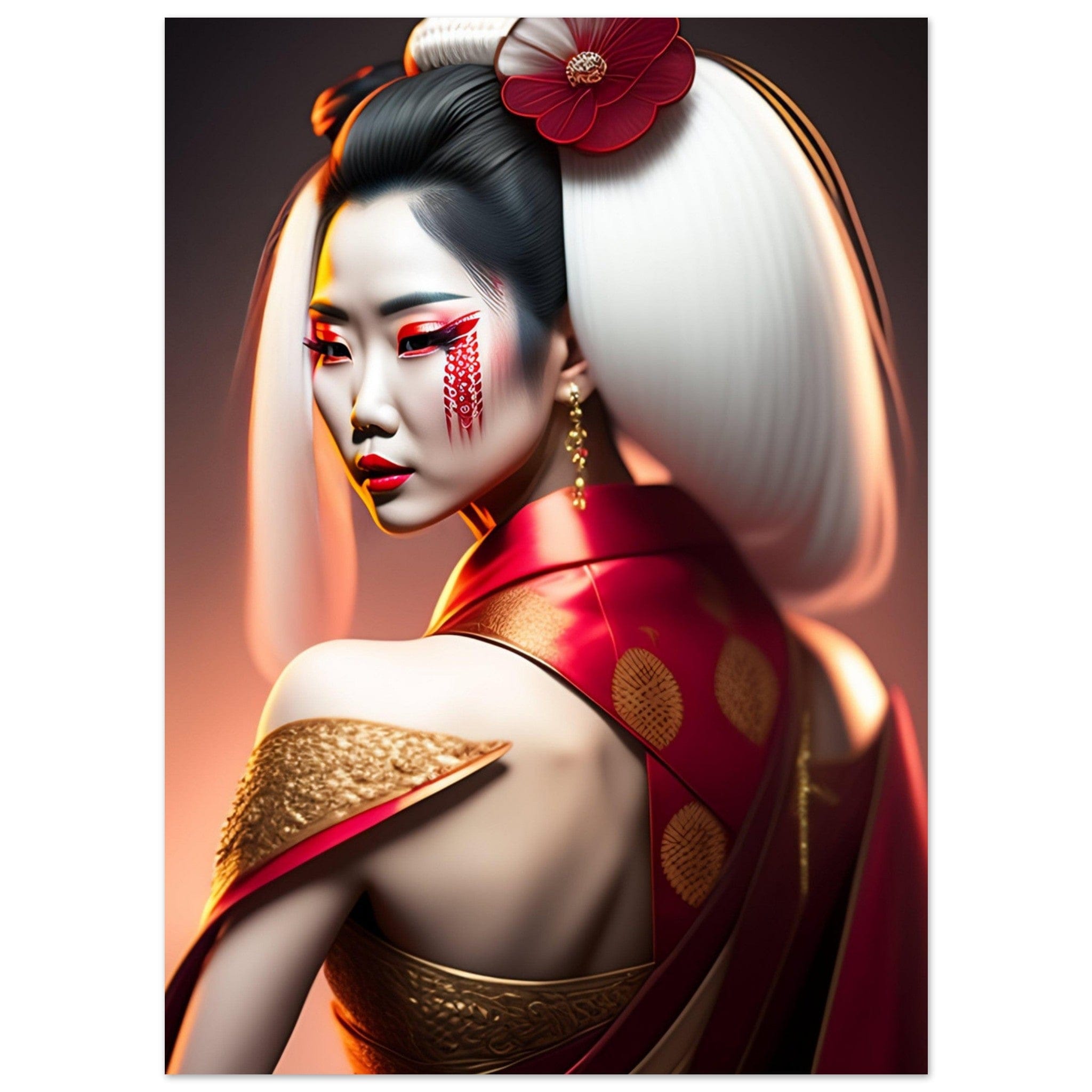 Poster Geisha Japon Long Cheveux Canvanation